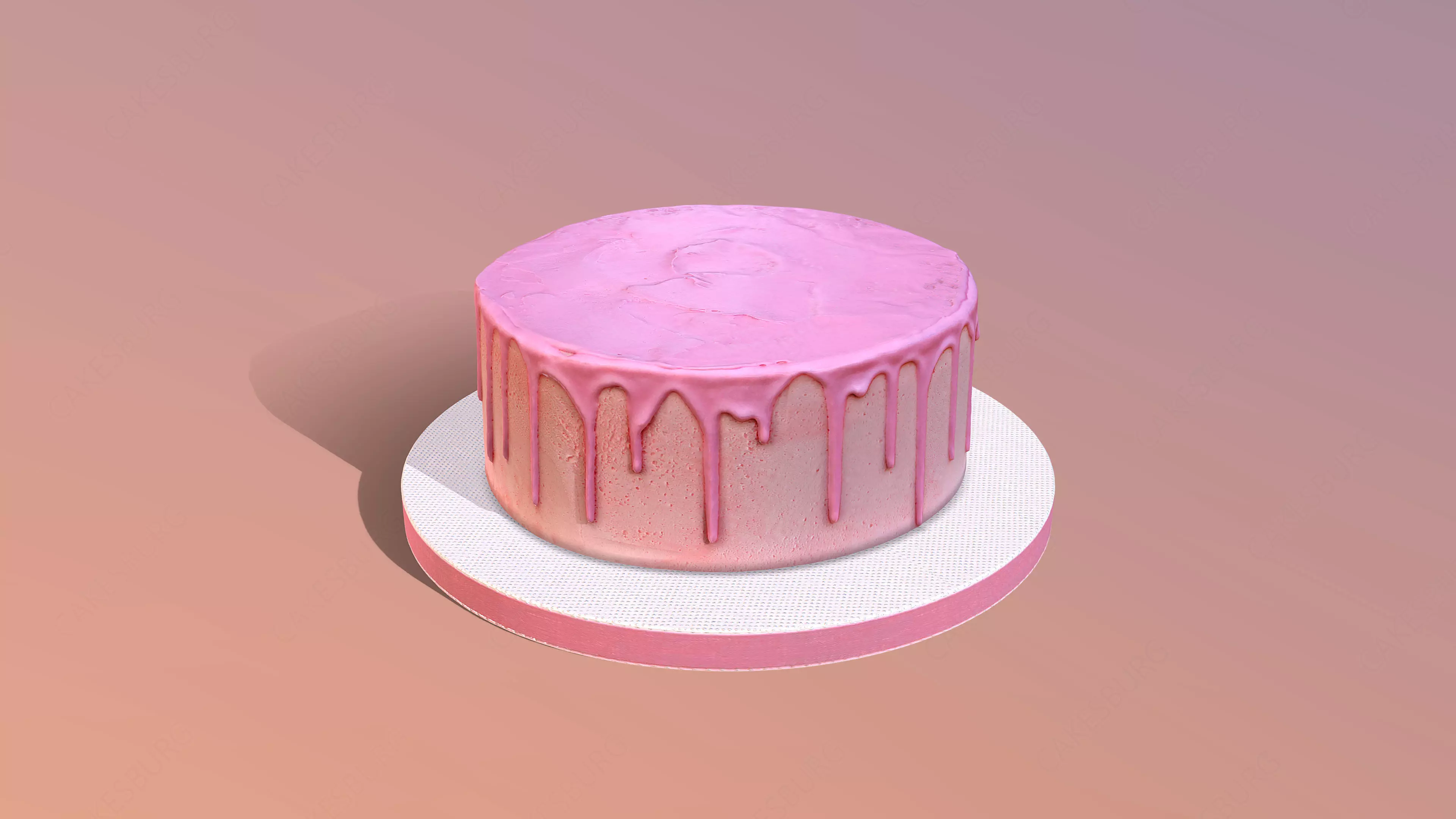Plain Pink Drip Cake 3D model_0