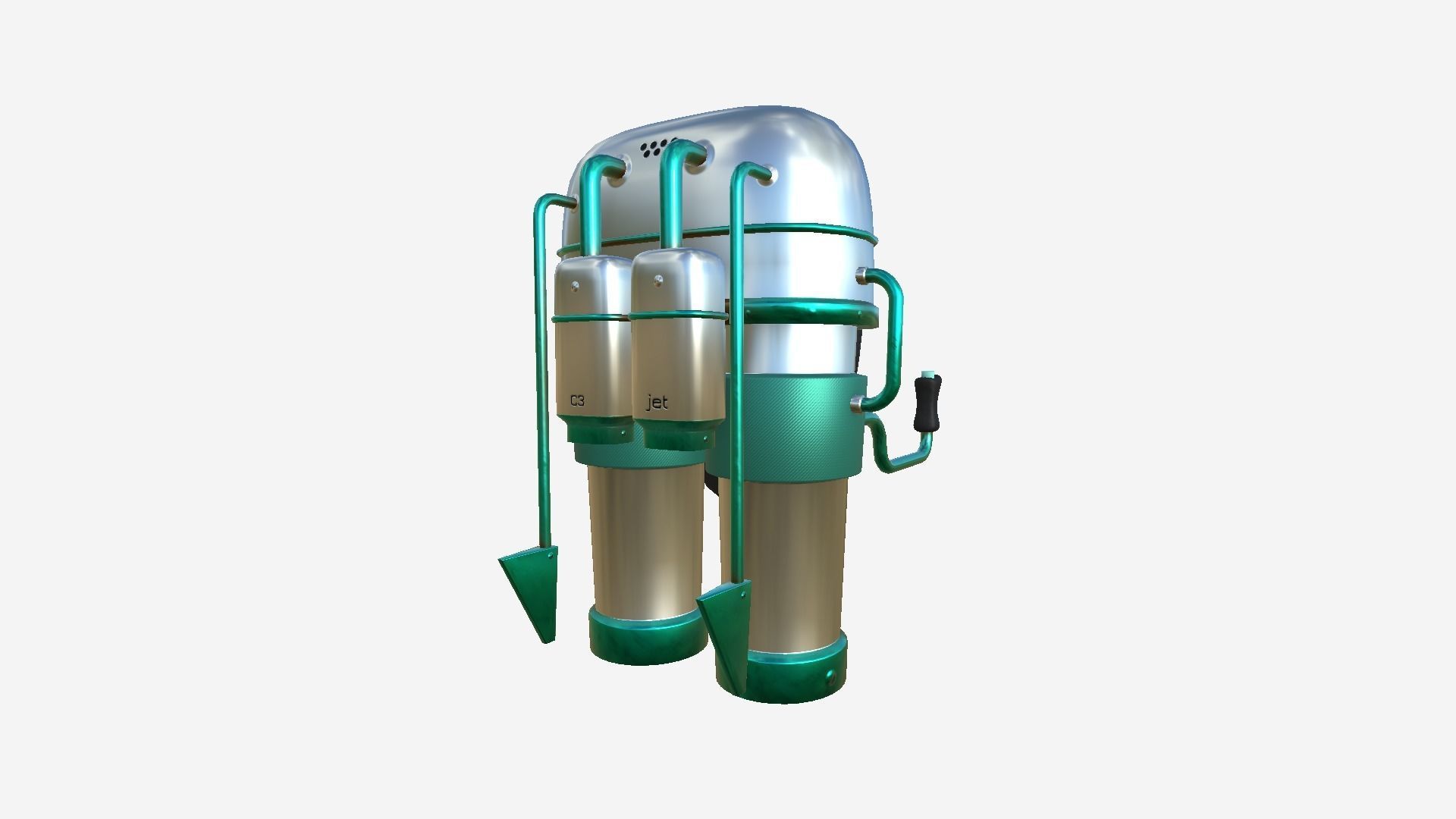 Jetpack C09 Aluminum - SciFi Character Design Low-poly 3D model_1