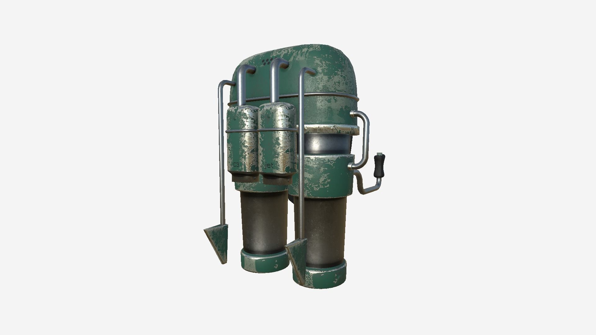 Jetpack C10 Dark Green - SciFi Character Design Low-poly 3D model_1