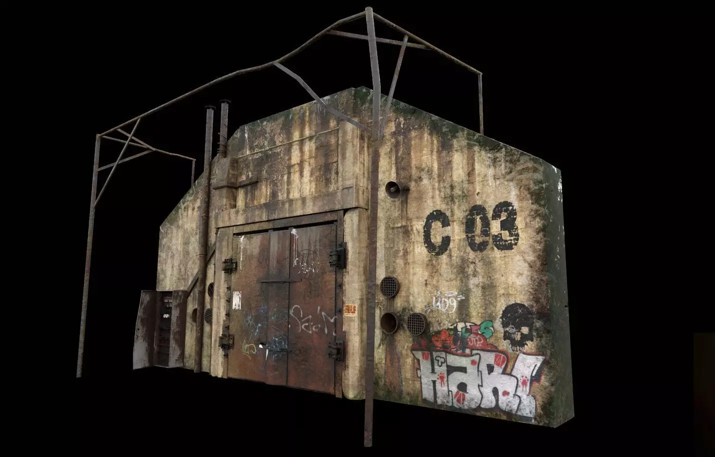 Facade Of Abandoned Nuclear Bunker 3D model