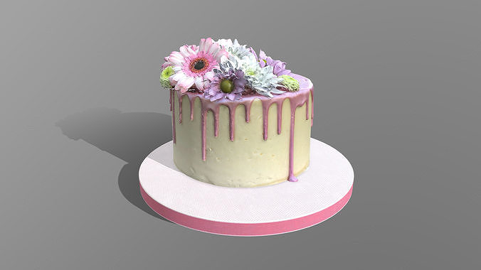 Spring Flowers Drip Cake 3D model