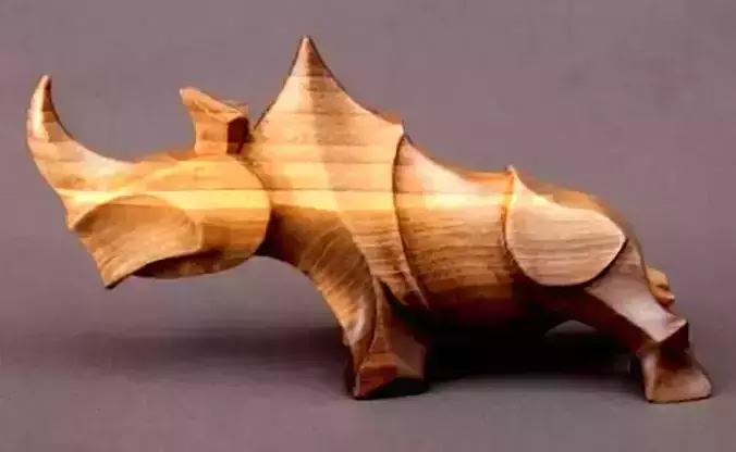 Rhinoceros 3D model wood carving