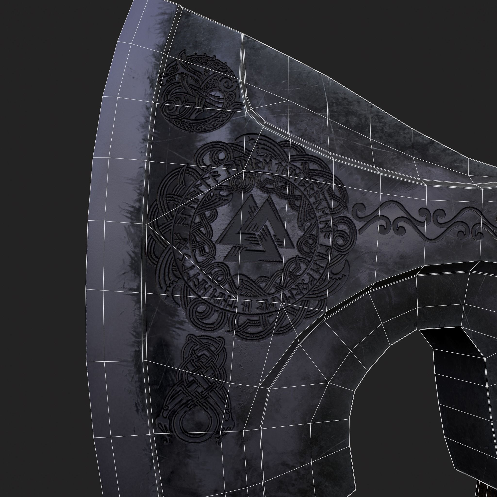 Valknut Viking Axe Low-poly 3D model_12