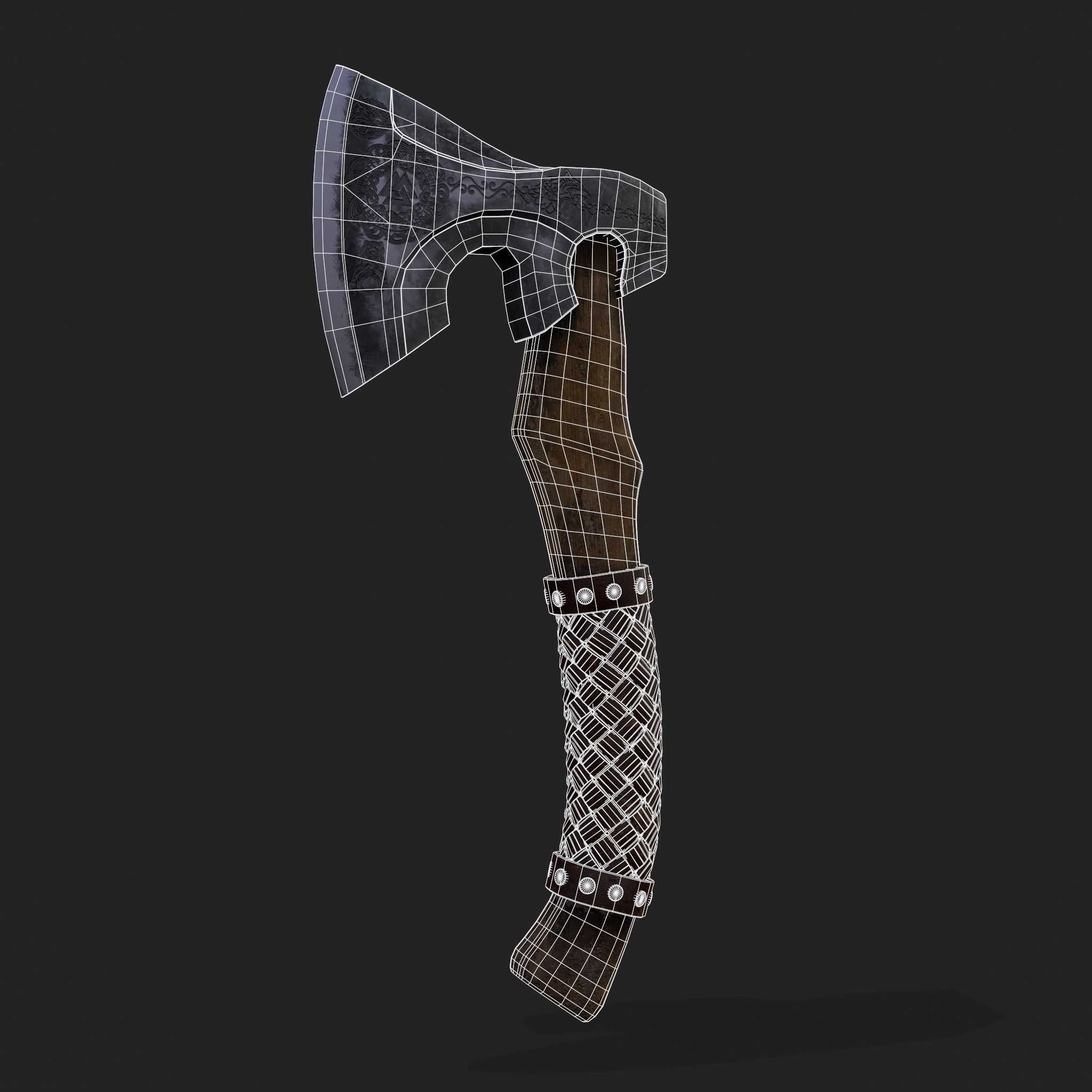 Valknut Viking Axe Low-poly 3D model_2