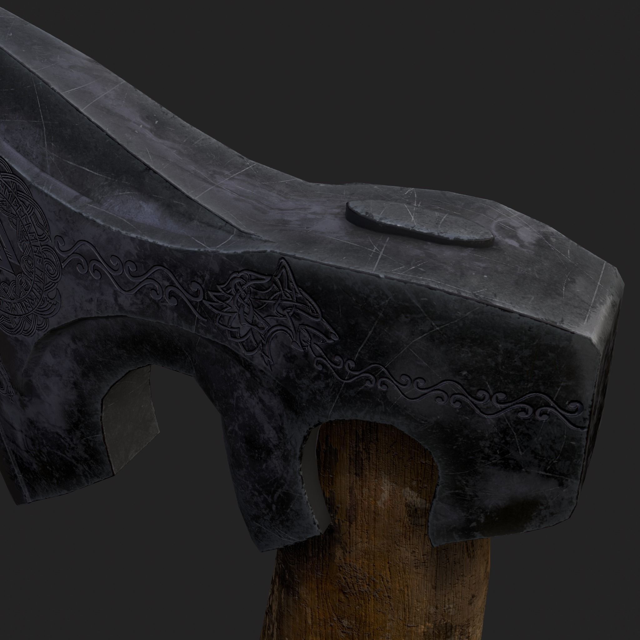 Valknut Viking Axe Low-poly 3D model_13