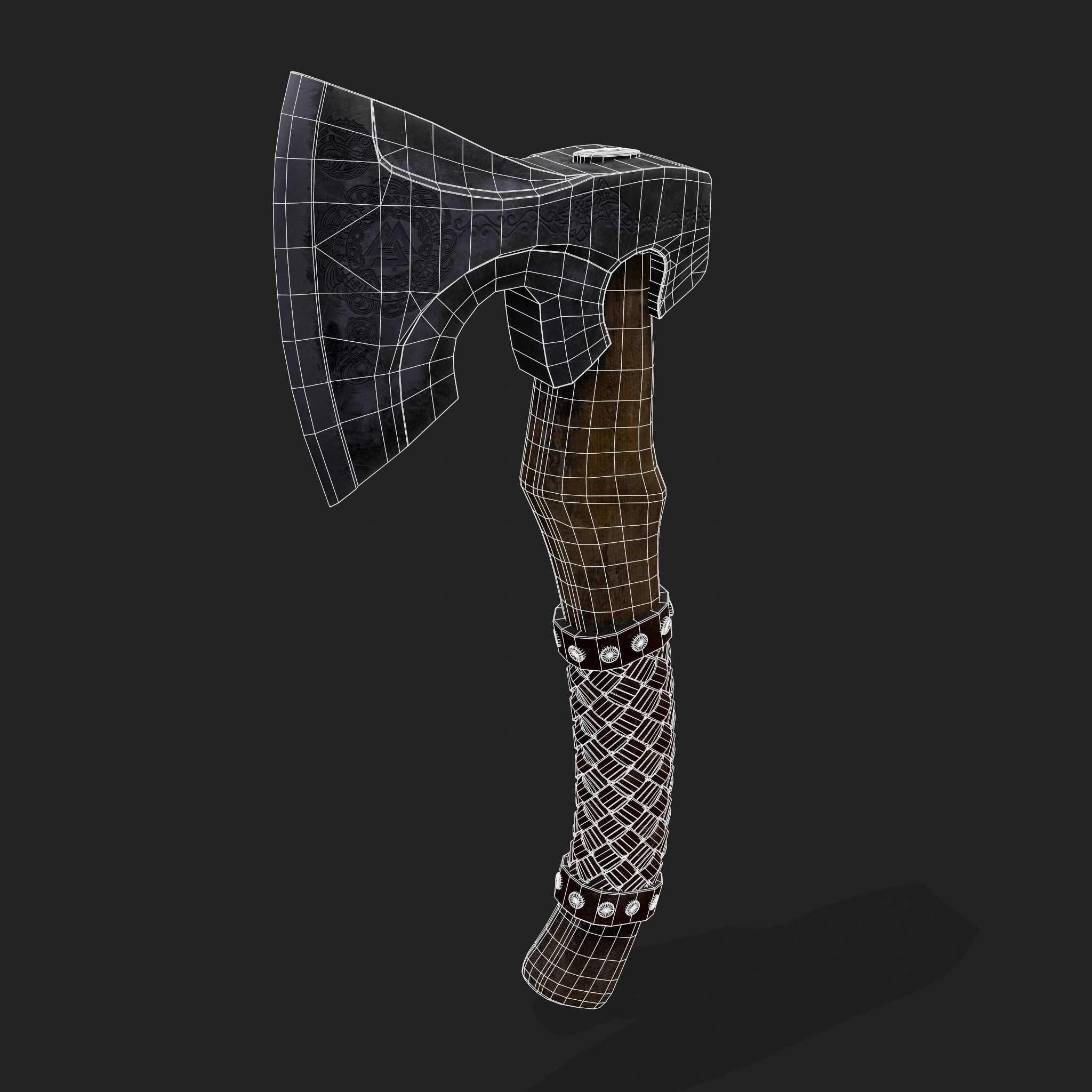 Valknut Viking Axe Low-poly 3D model_28