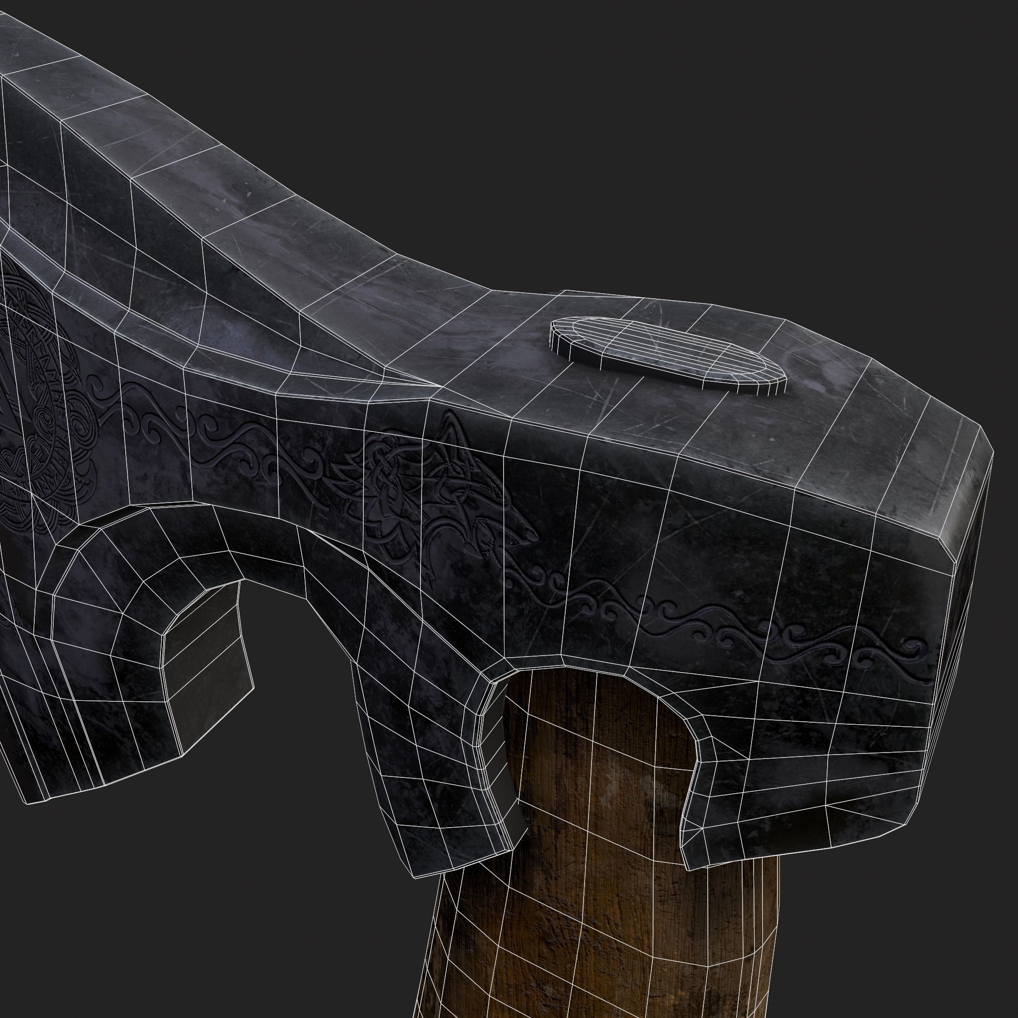 Valknut Viking Axe Low-poly 3D model_14