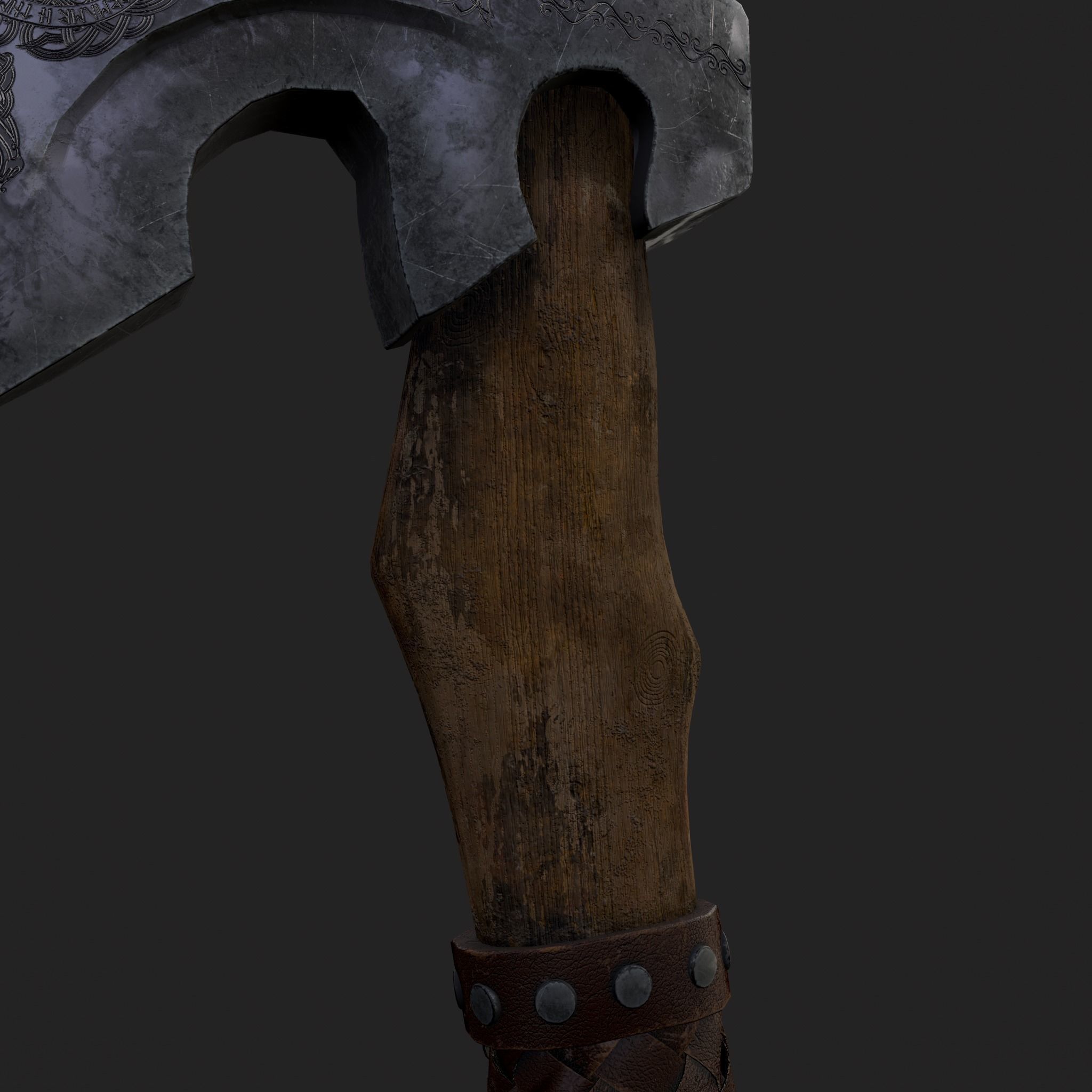Valknut Viking Axe Low-poly 3D model_9