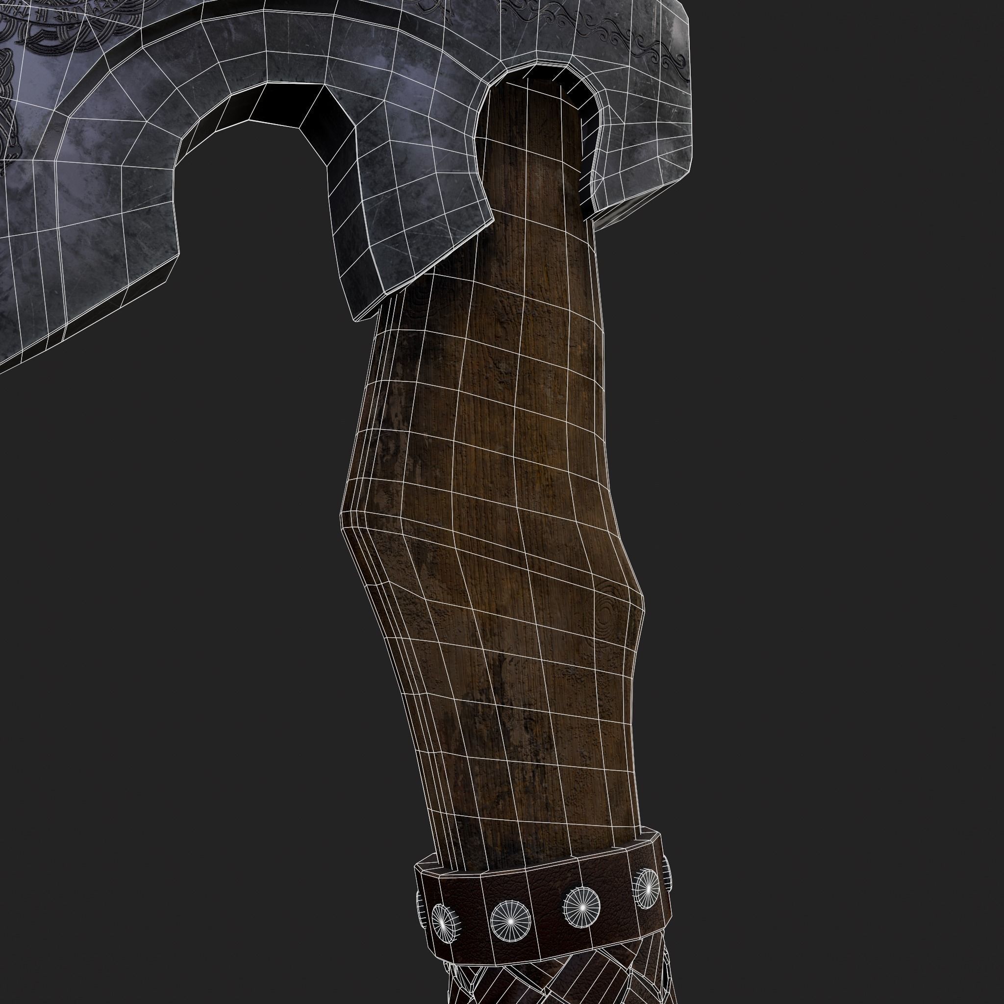 Valknut Viking Axe Low-poly 3D model_10