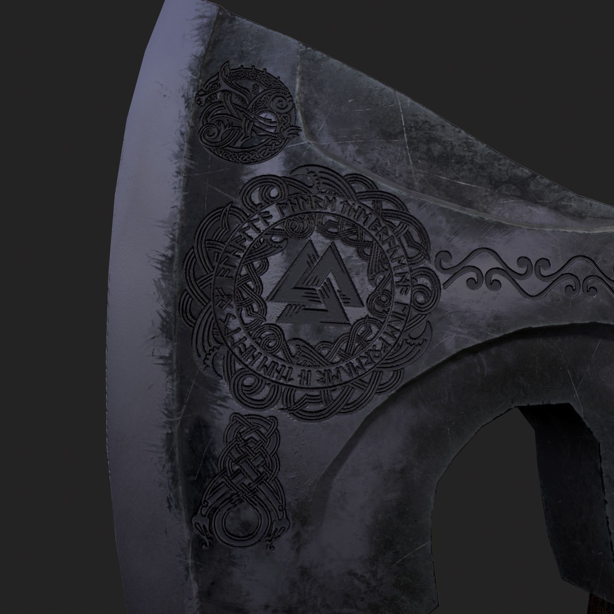 Valknut Viking Axe Low-poly 3D model_11