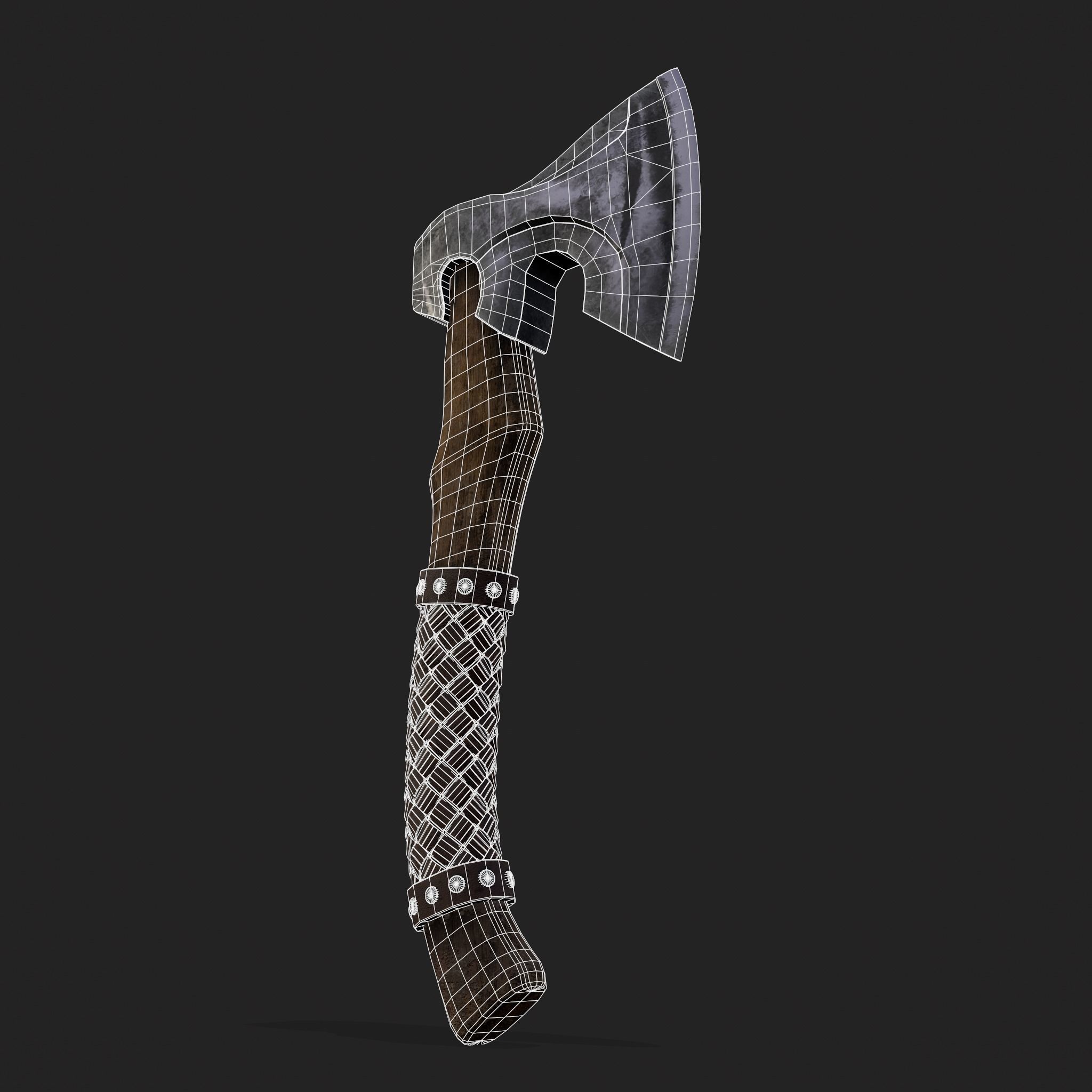 Valknut Viking Axe Low-poly 3D model_4