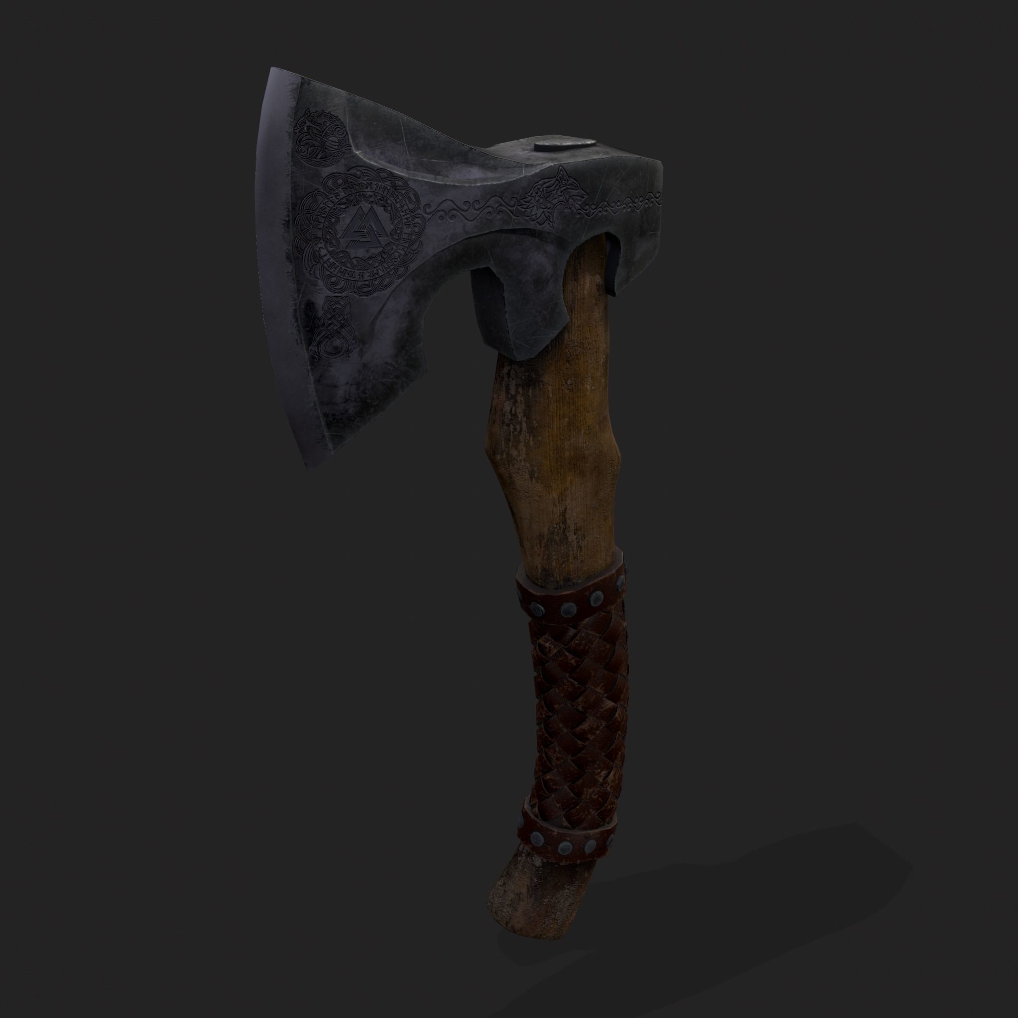 Valknut Viking Axe Low-poly 3D model_27