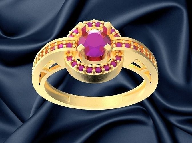 ring18k gold ring with ruby stone 3D print model