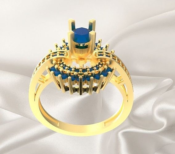 ring18k gold ring with sapphire 3D print model
