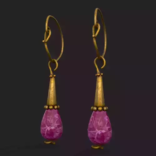 Medieval Lilac Amethyst Hanging Earrings