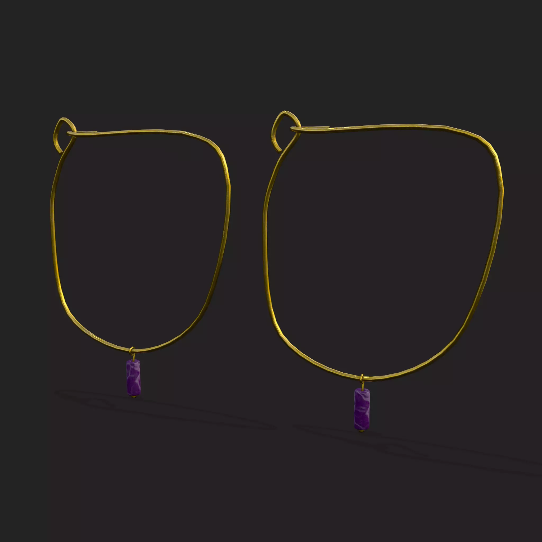Medieval Sugilite Earrings Low-poly 3D model