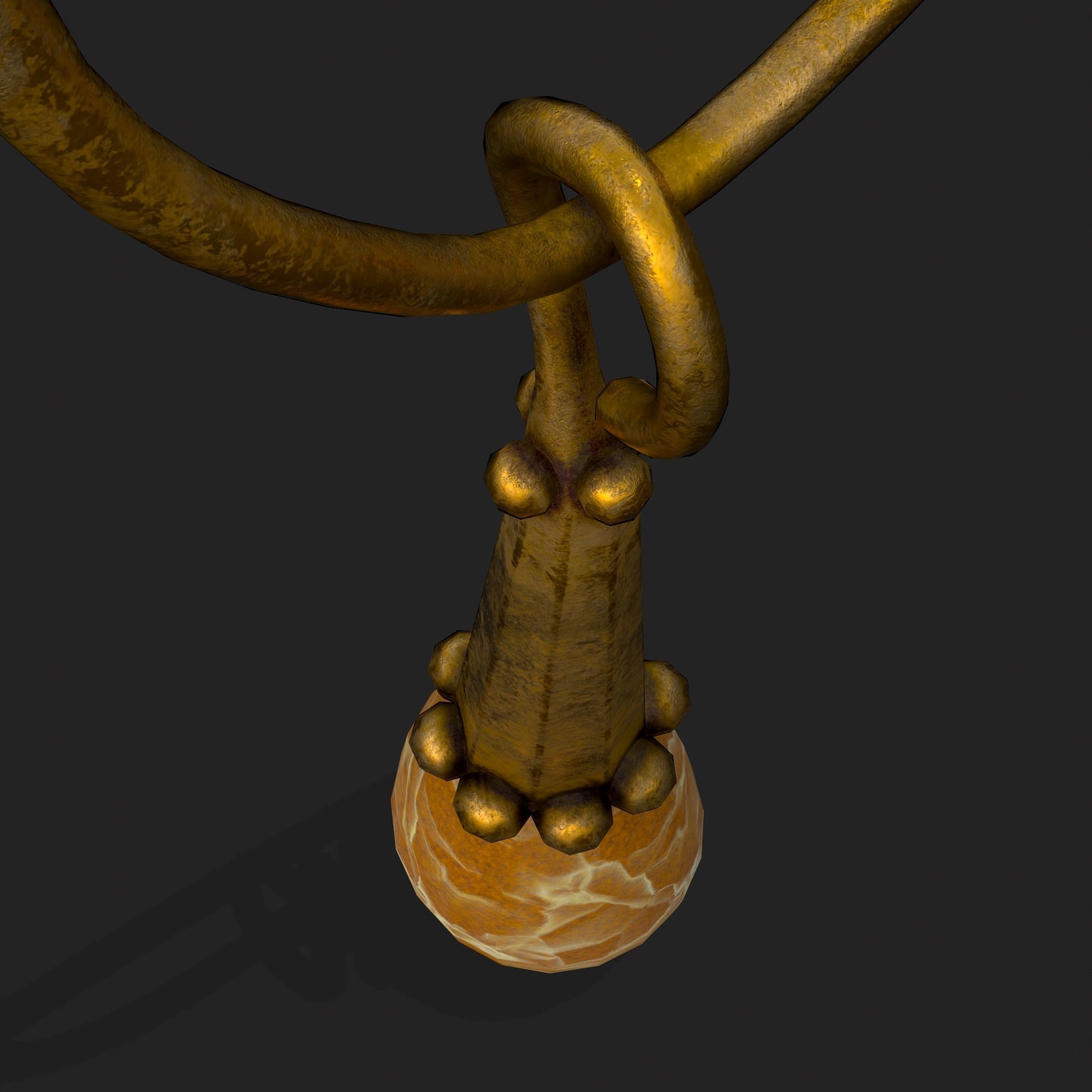 Medieval Yellow Quartz Earrings  Low-poly 3D model_17