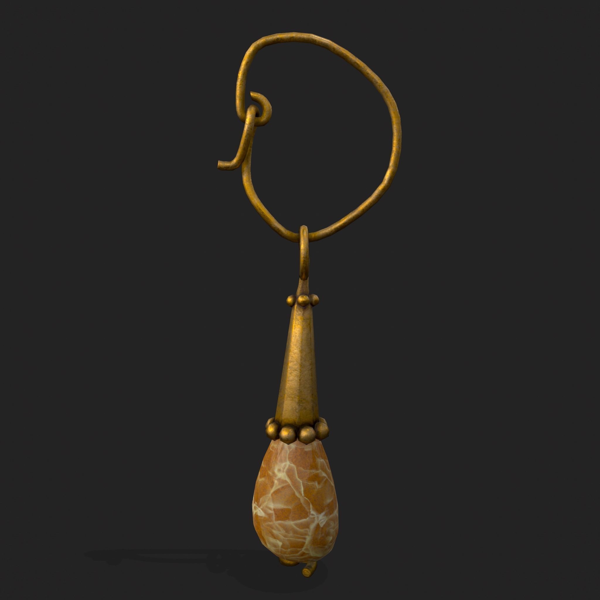 Medieval Yellow Quartz Earrings  Low-poly 3D model_13