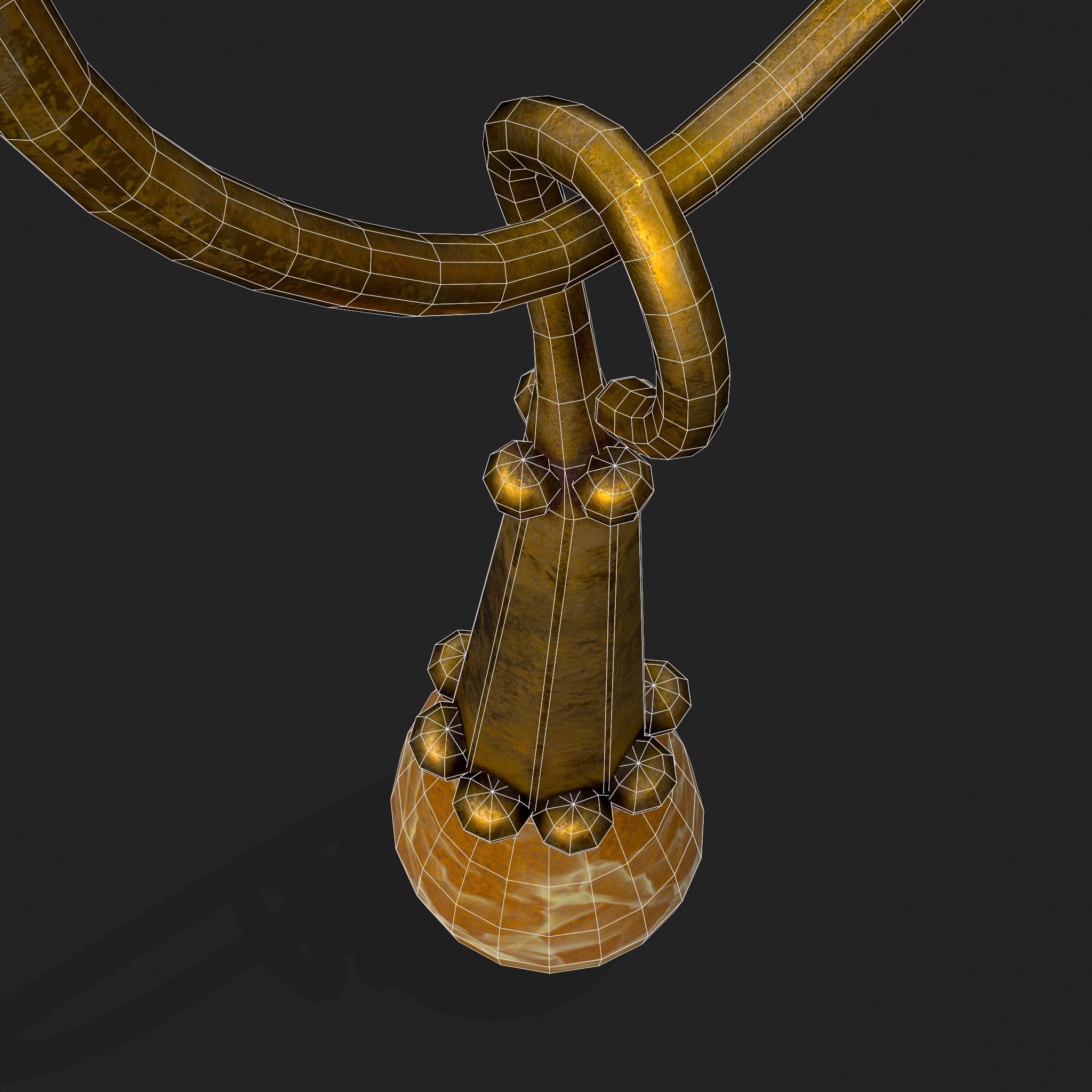 Medieval Yellow Quartz Earrings  Low-poly 3D model_18