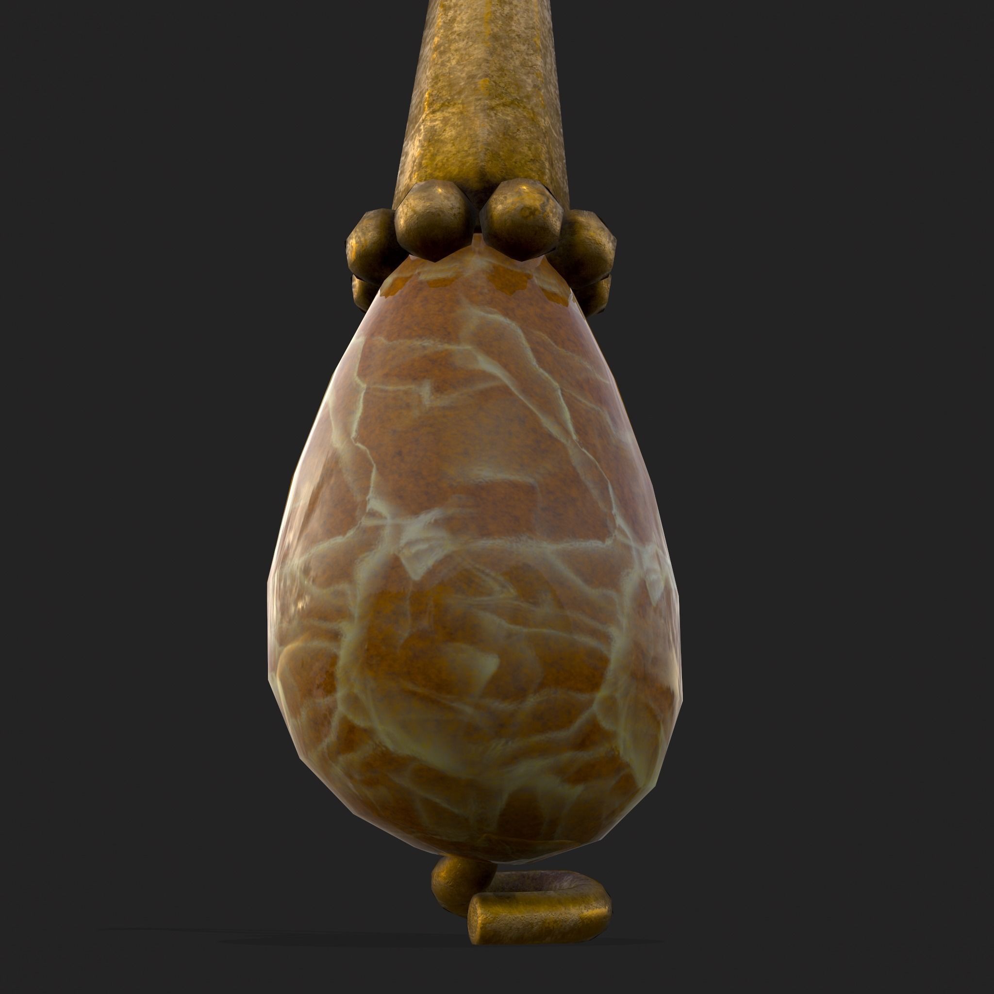 Medieval Yellow Quartz Earrings  Low-poly 3D model_7