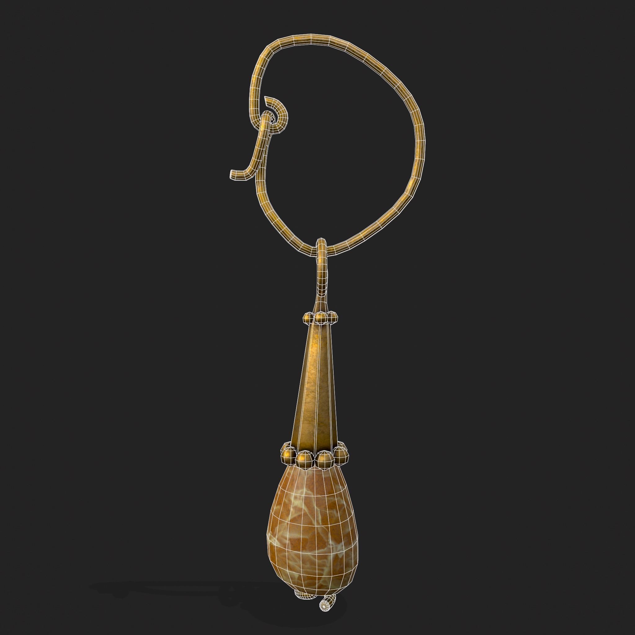 Medieval Yellow Quartz Earrings  Low-poly 3D model_14