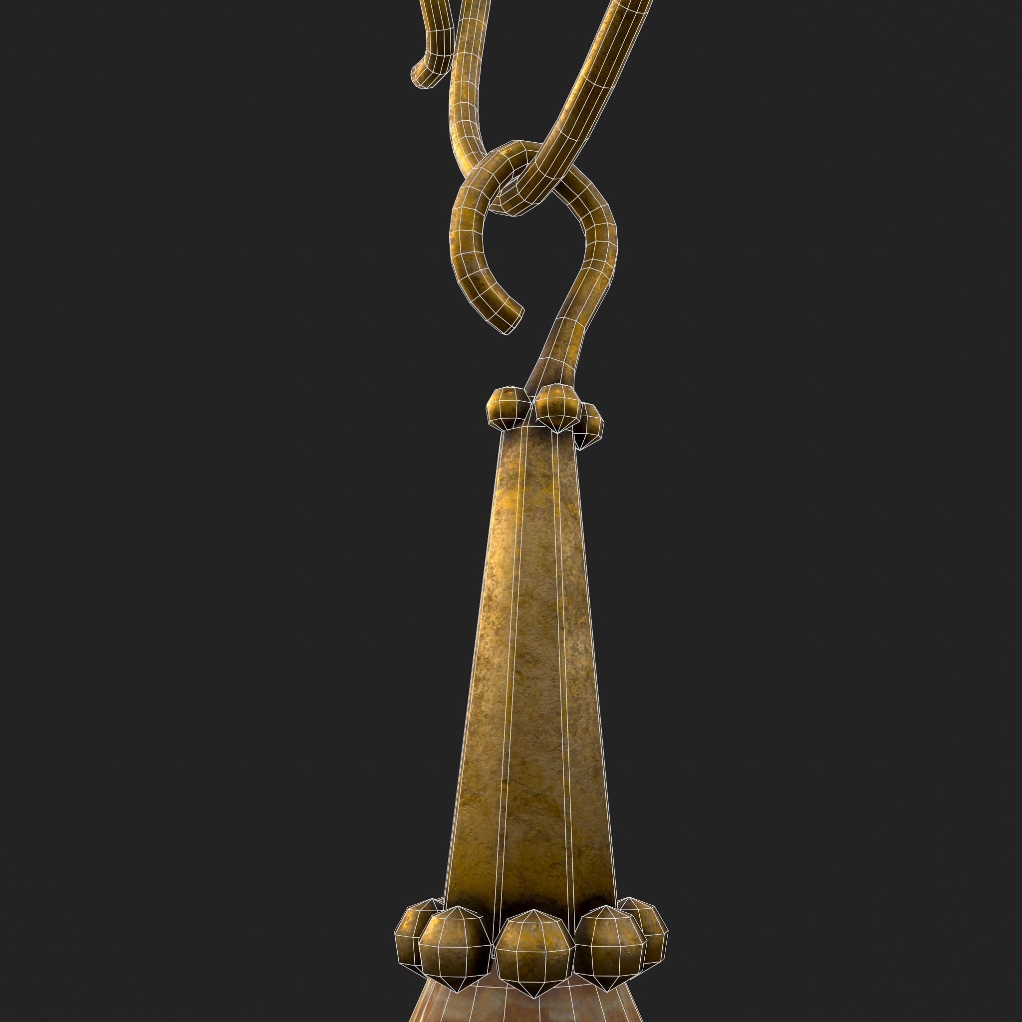 Medieval Yellow Quartz Earrings  Low-poly 3D model_6