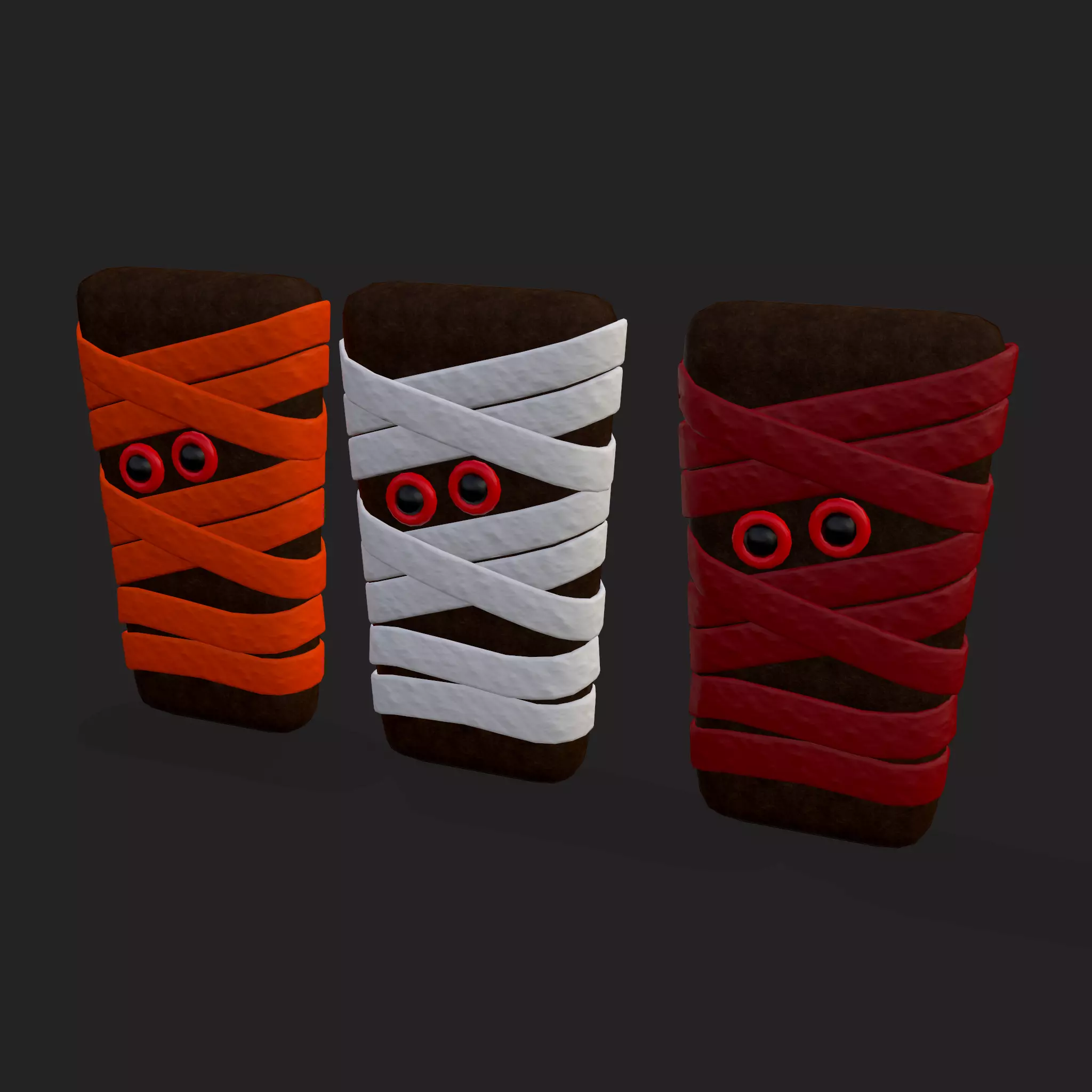 Rectangle Frosted Mummy Cookies Low-poly 3D model