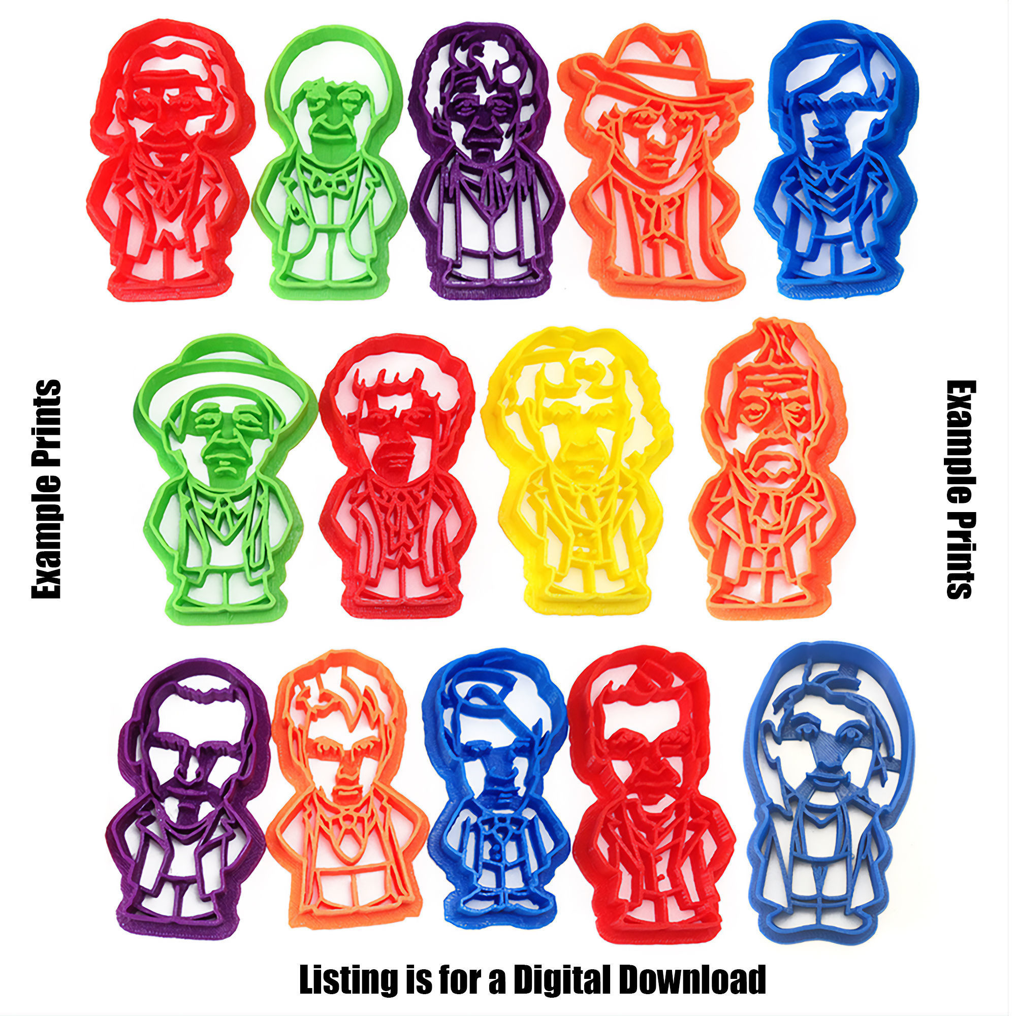 Doctor Who Cookie Cutter Doctors Set 3D print model_1