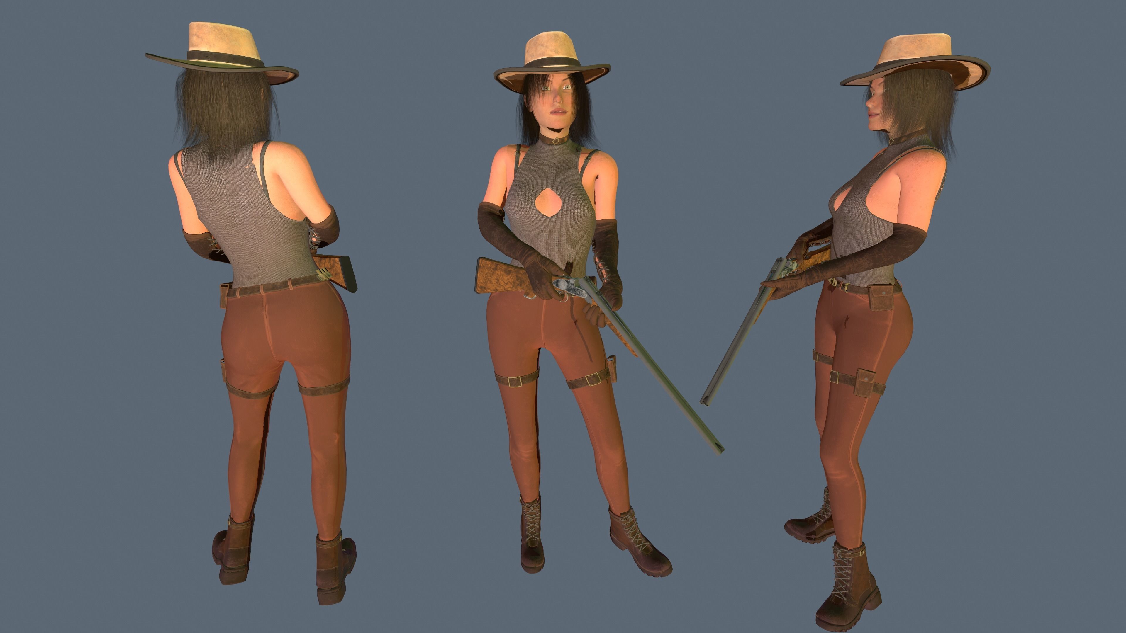 Cow Girl Low-poly 3D model_6