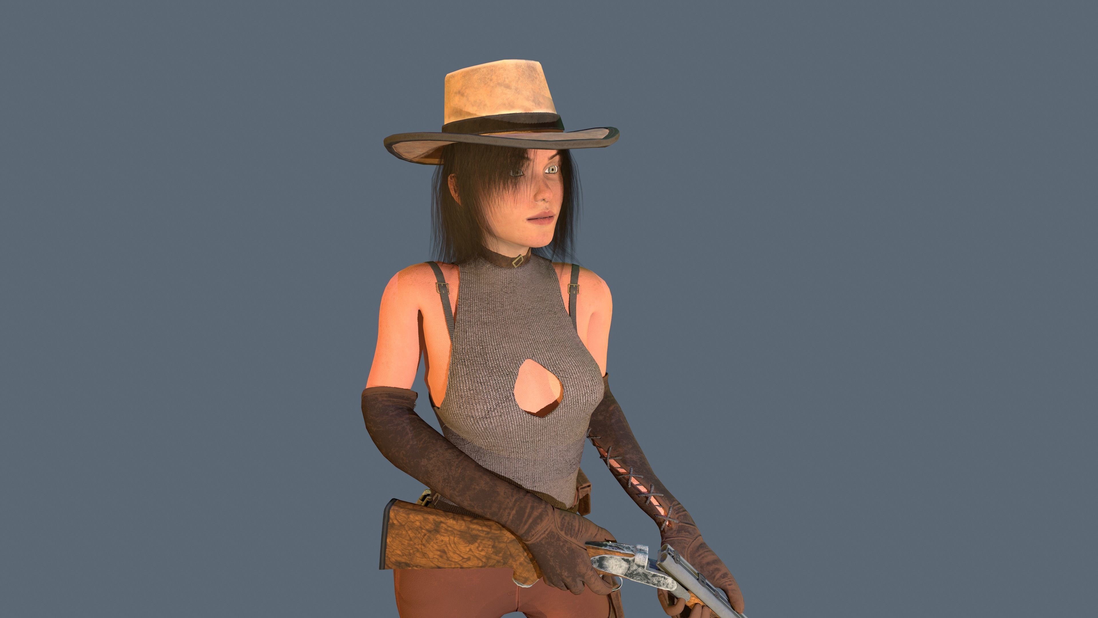 Cow Girl Low-poly 3D model_3
