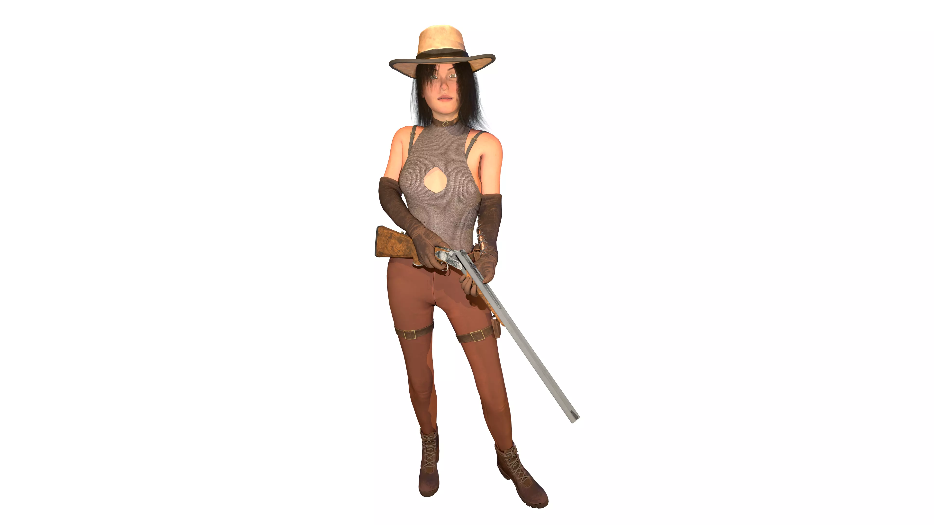 Cow Girl Low-poly 3D model_0
