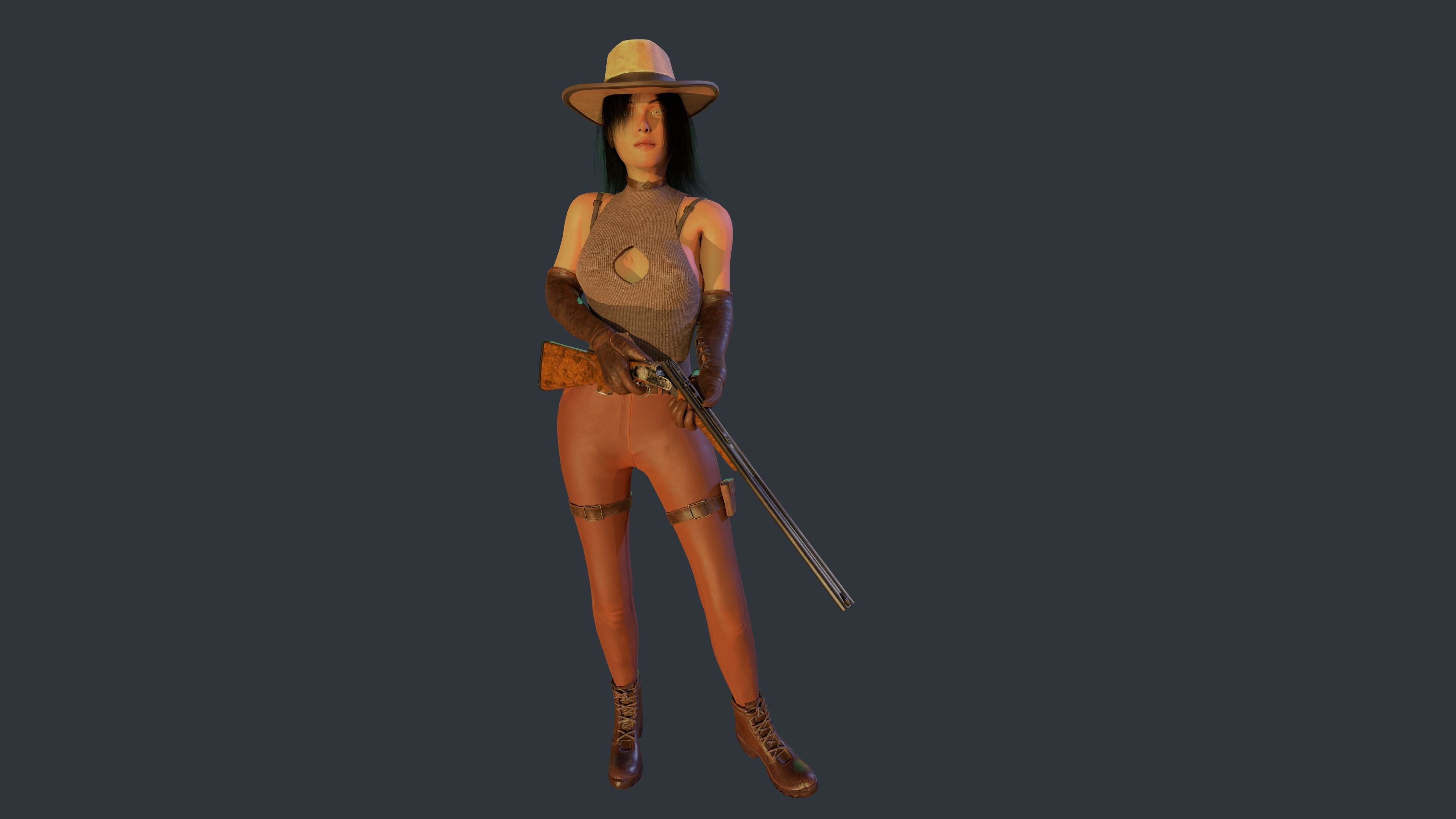Cow Girl Low-poly 3D model_2