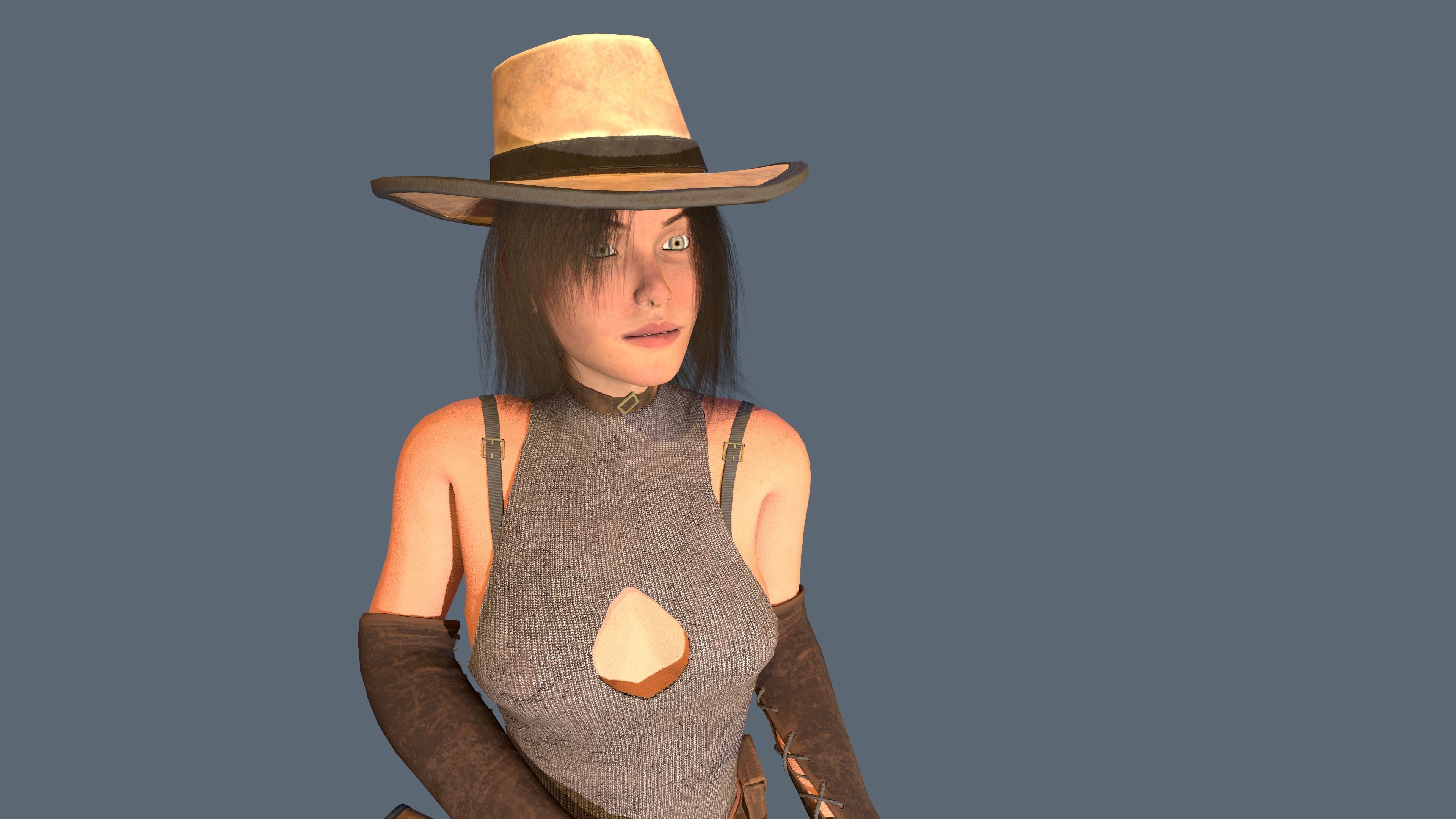 Cow Girl Low-poly 3D model_4