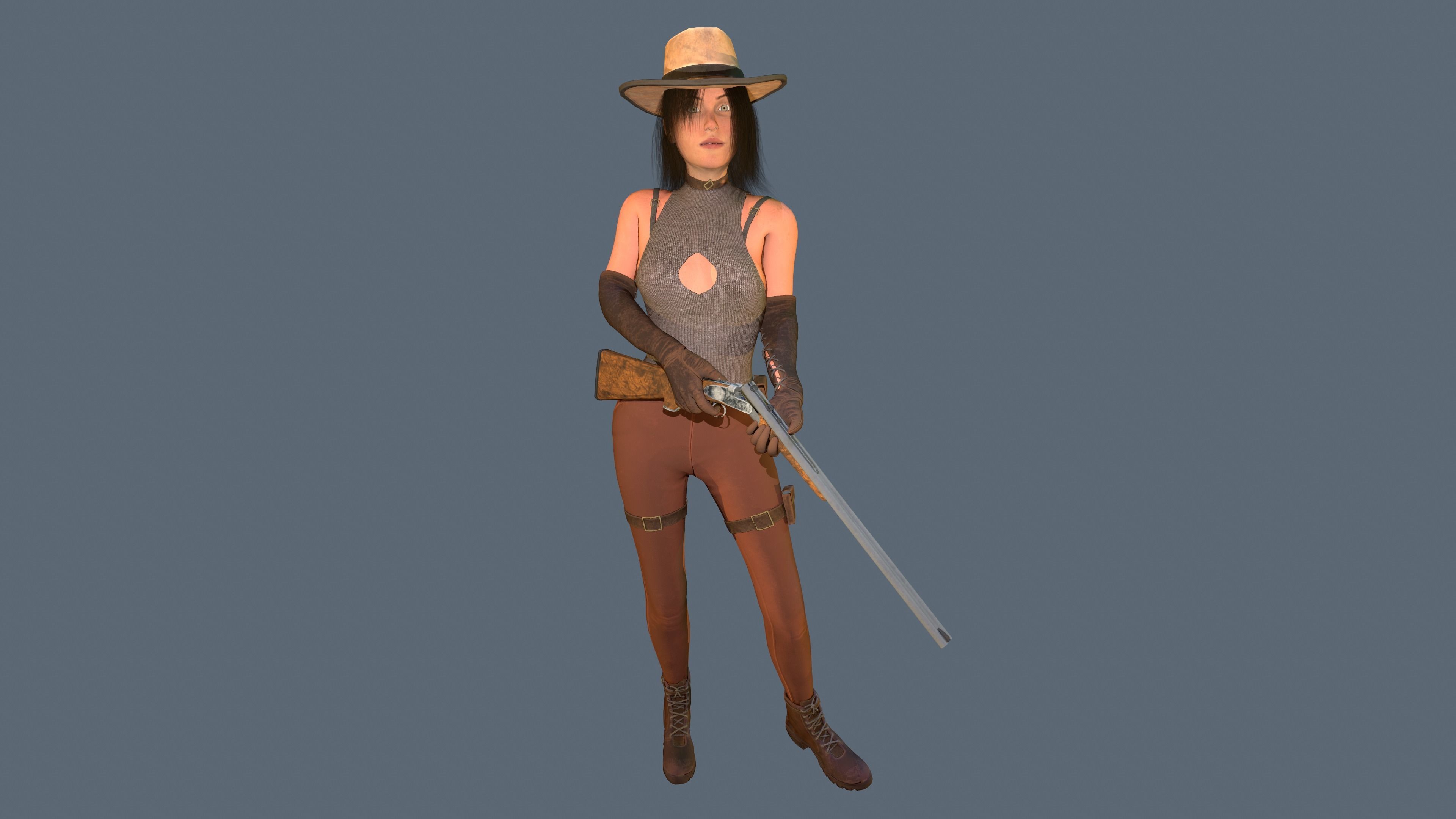 Cow Girl Low-poly 3D model_5