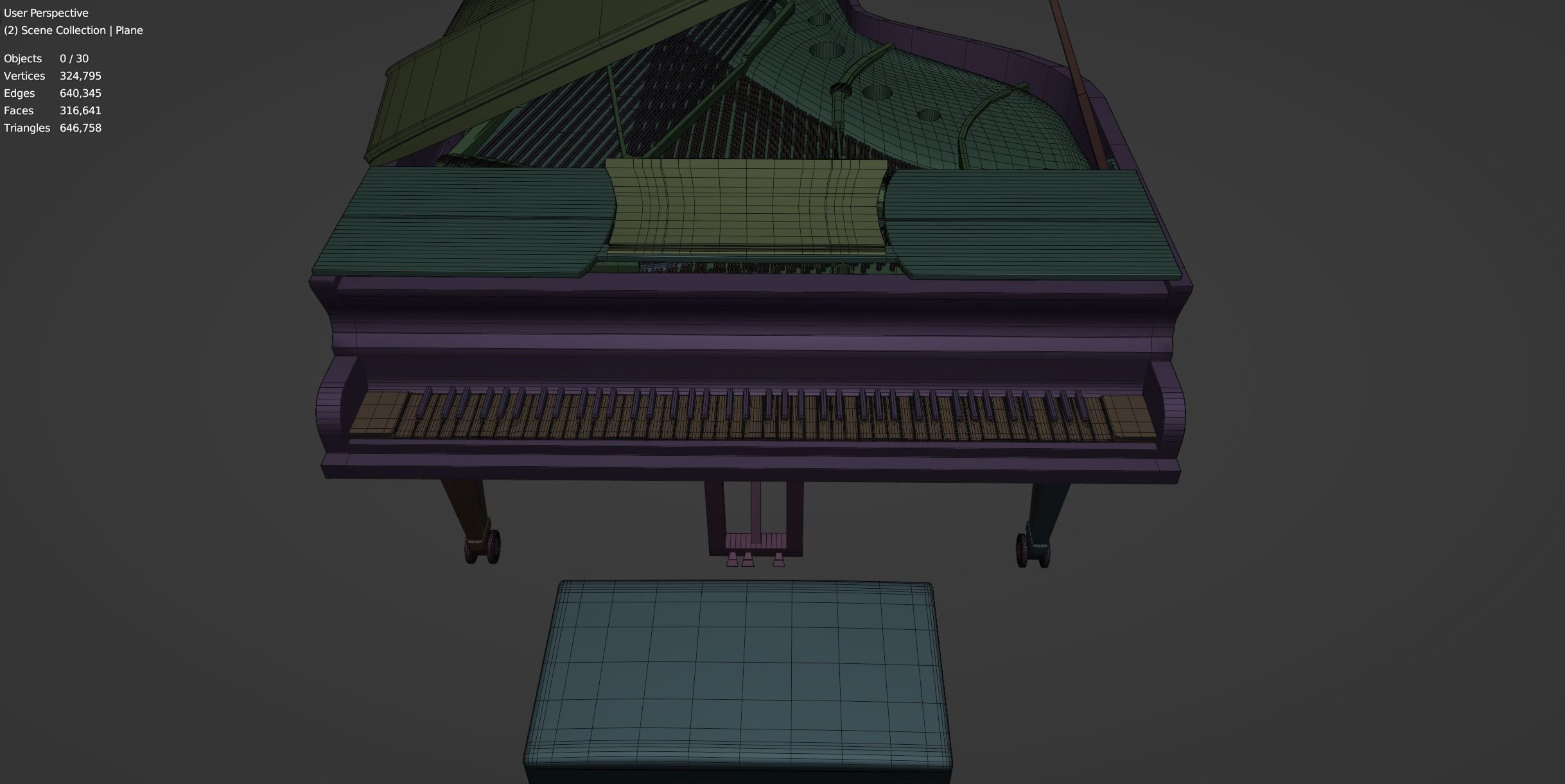 Grand  Piano Black Piano 3D model_15