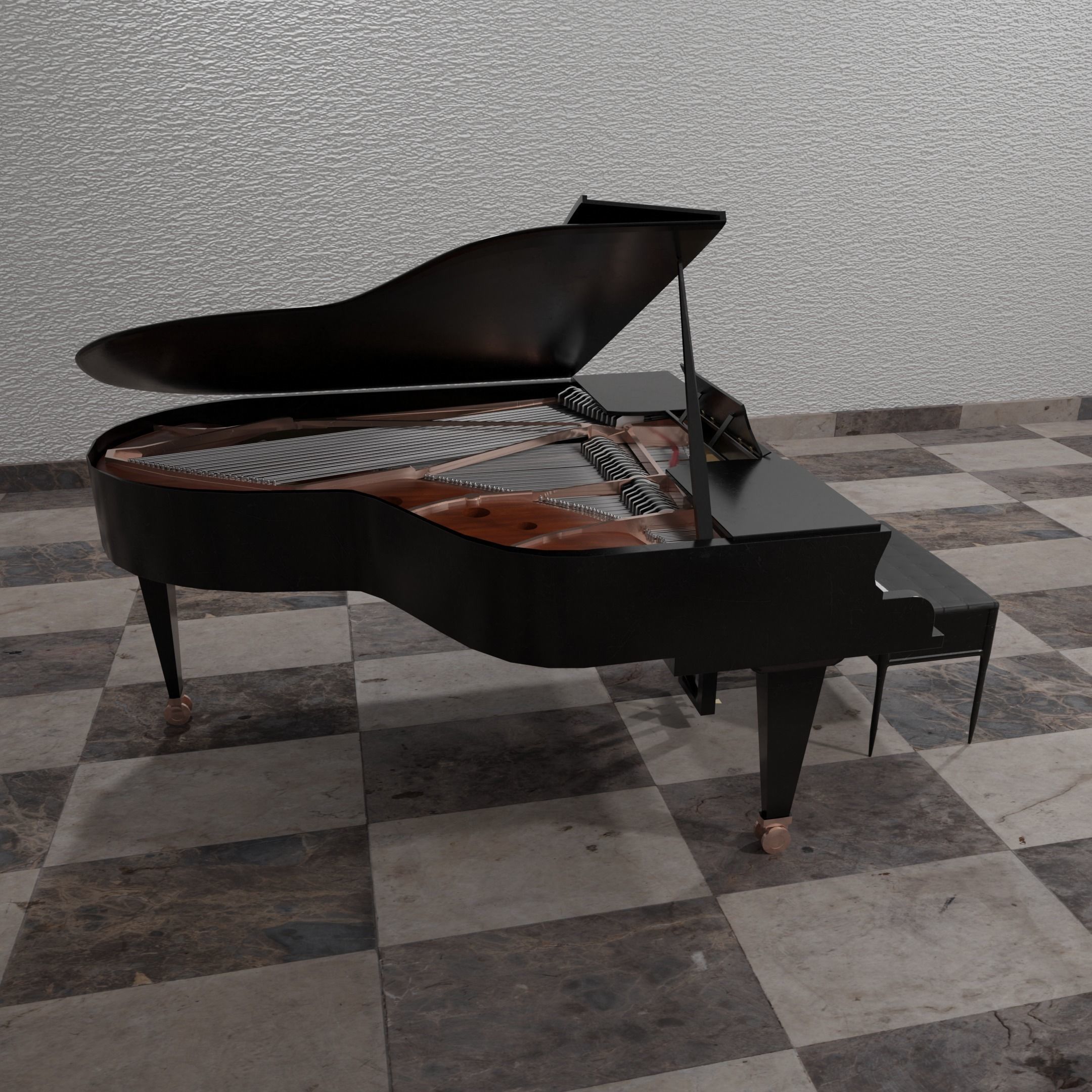 Grand  Piano Black Piano 3D model_2