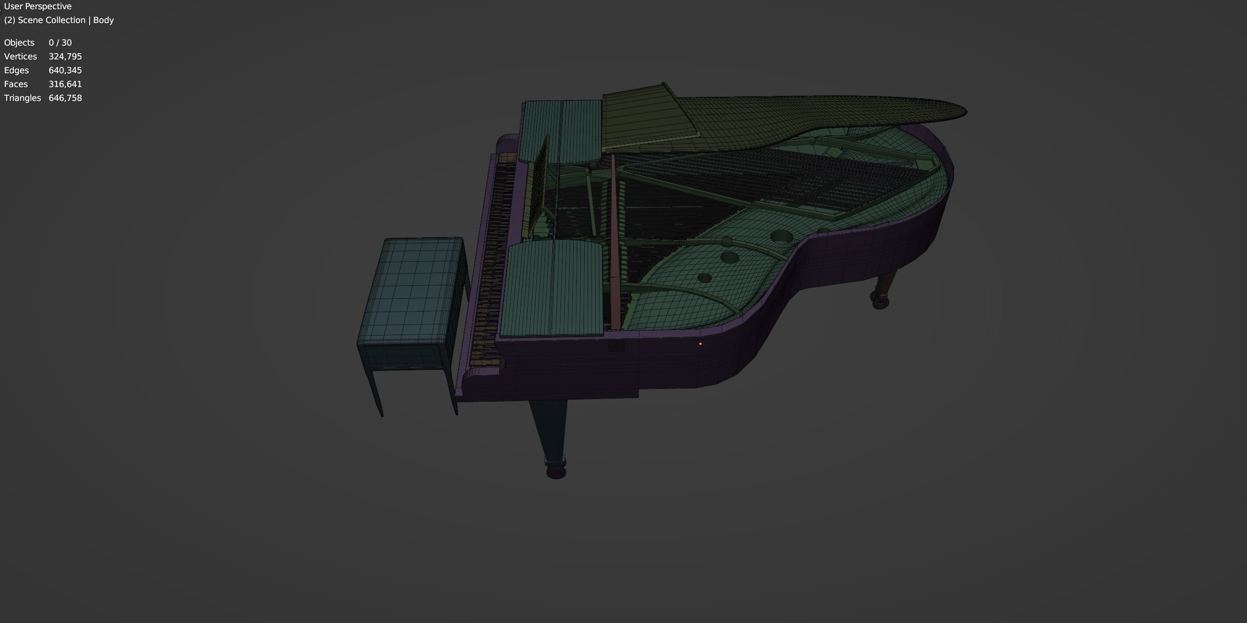 Grand  Piano Black Piano 3D model_11