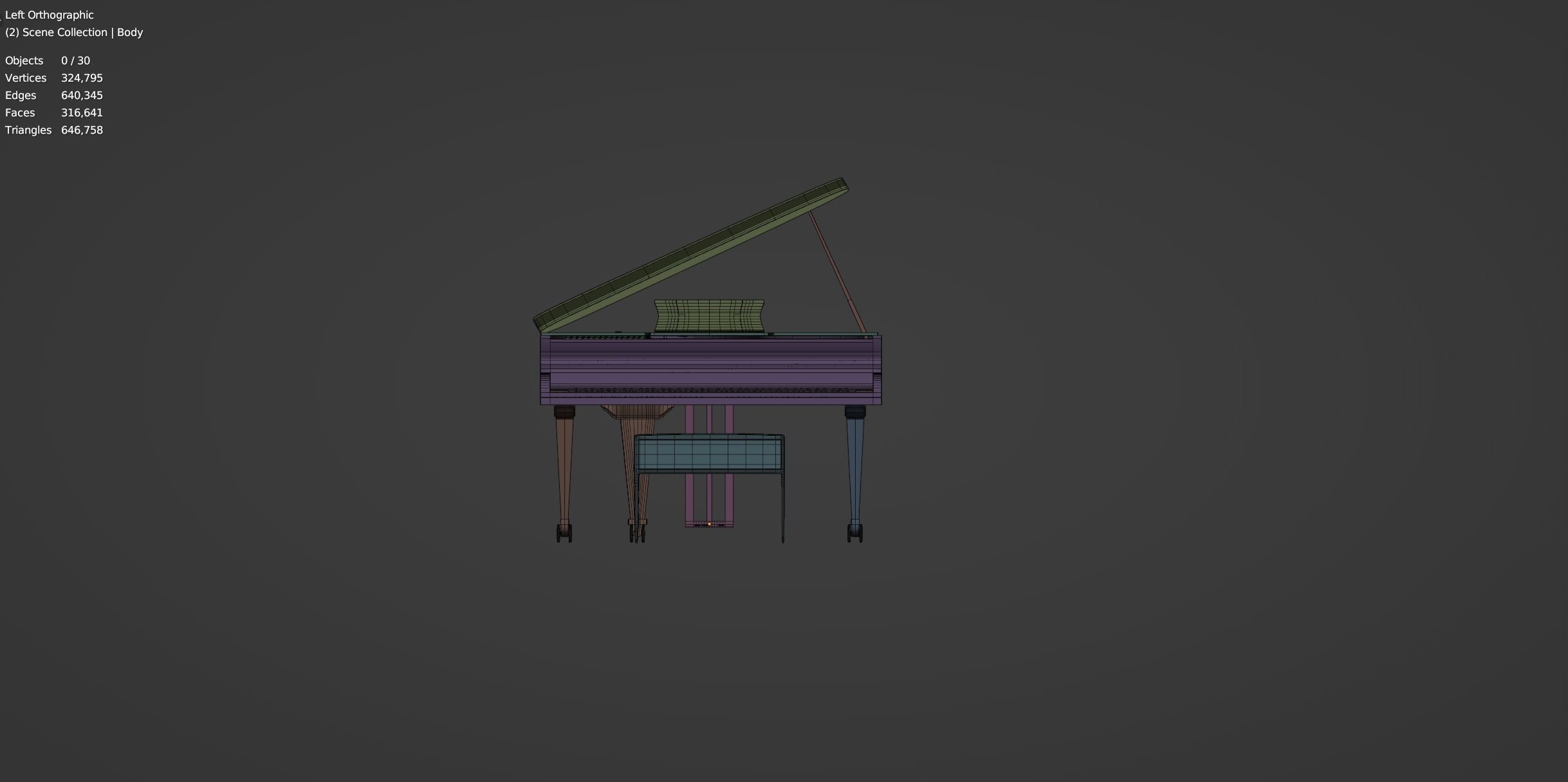 Grand  Piano Black Piano 3D model_9