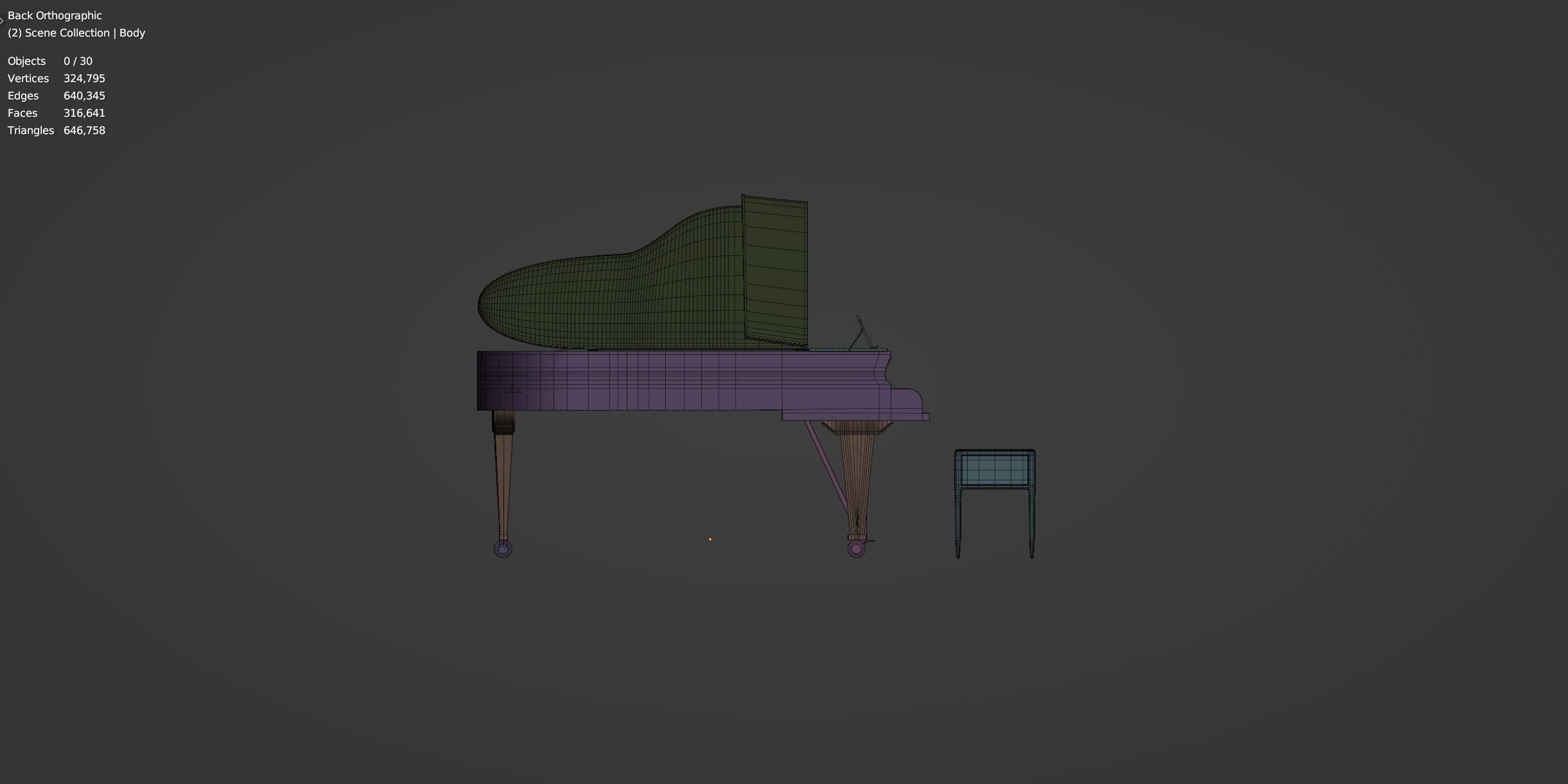 Grand  Piano Black Piano 3D model_6