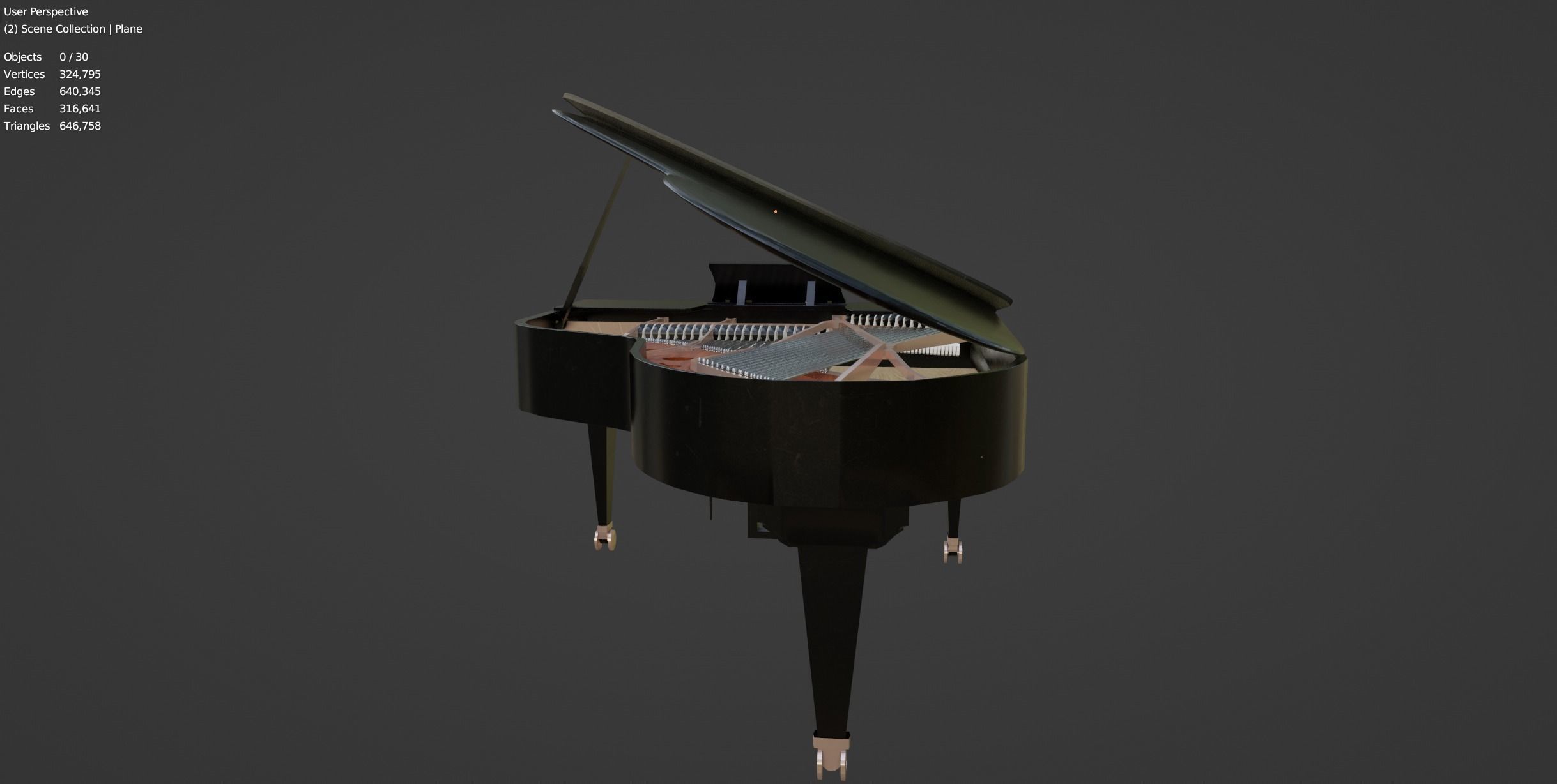 Grand  Piano Black Piano 3D model_16