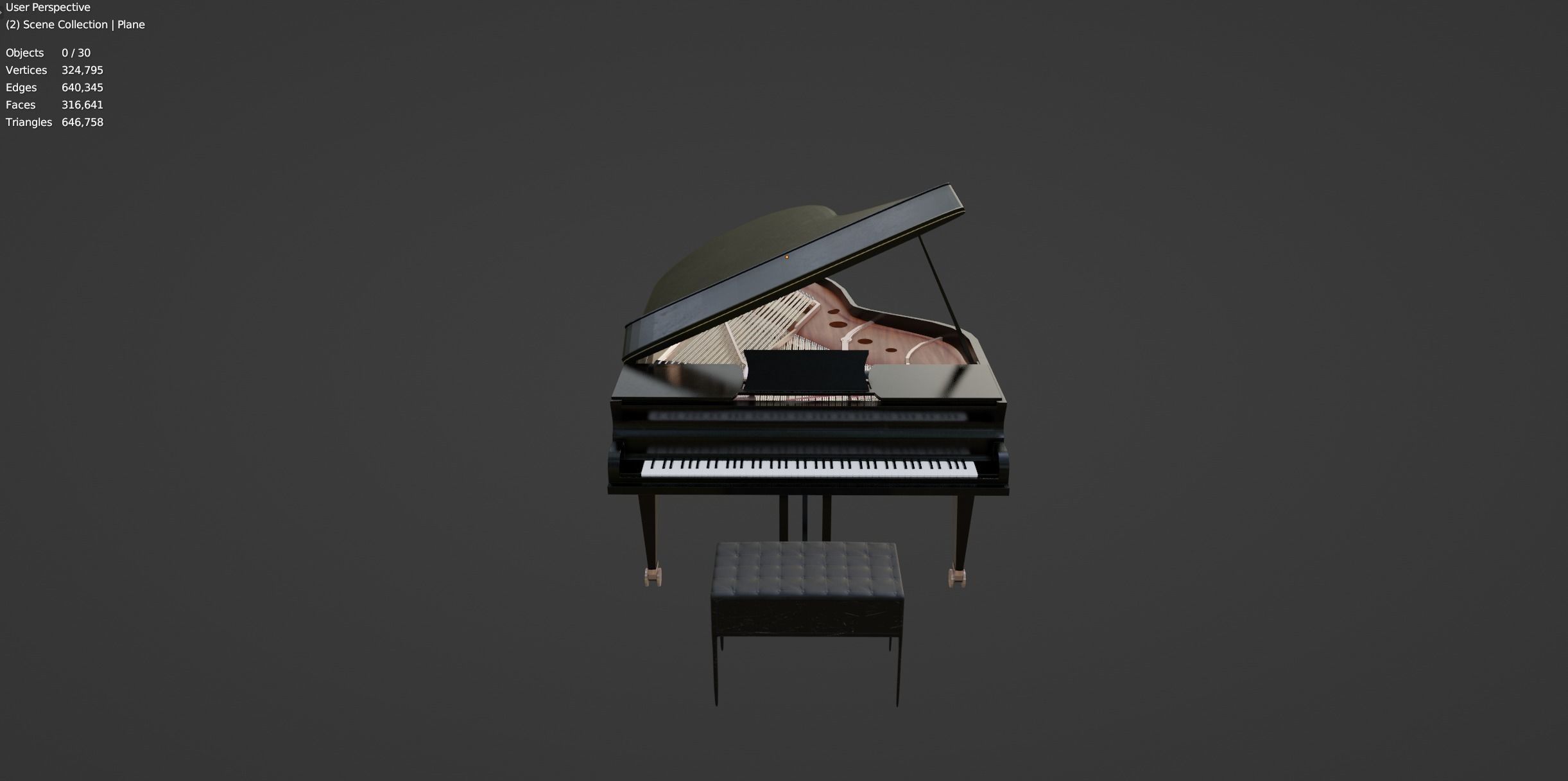 Grand  Piano Black Piano 3D model_8