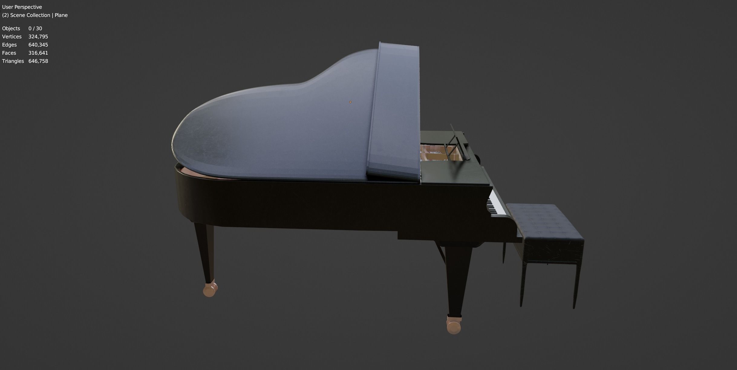 Grand  Piano Black Piano 3D model_10