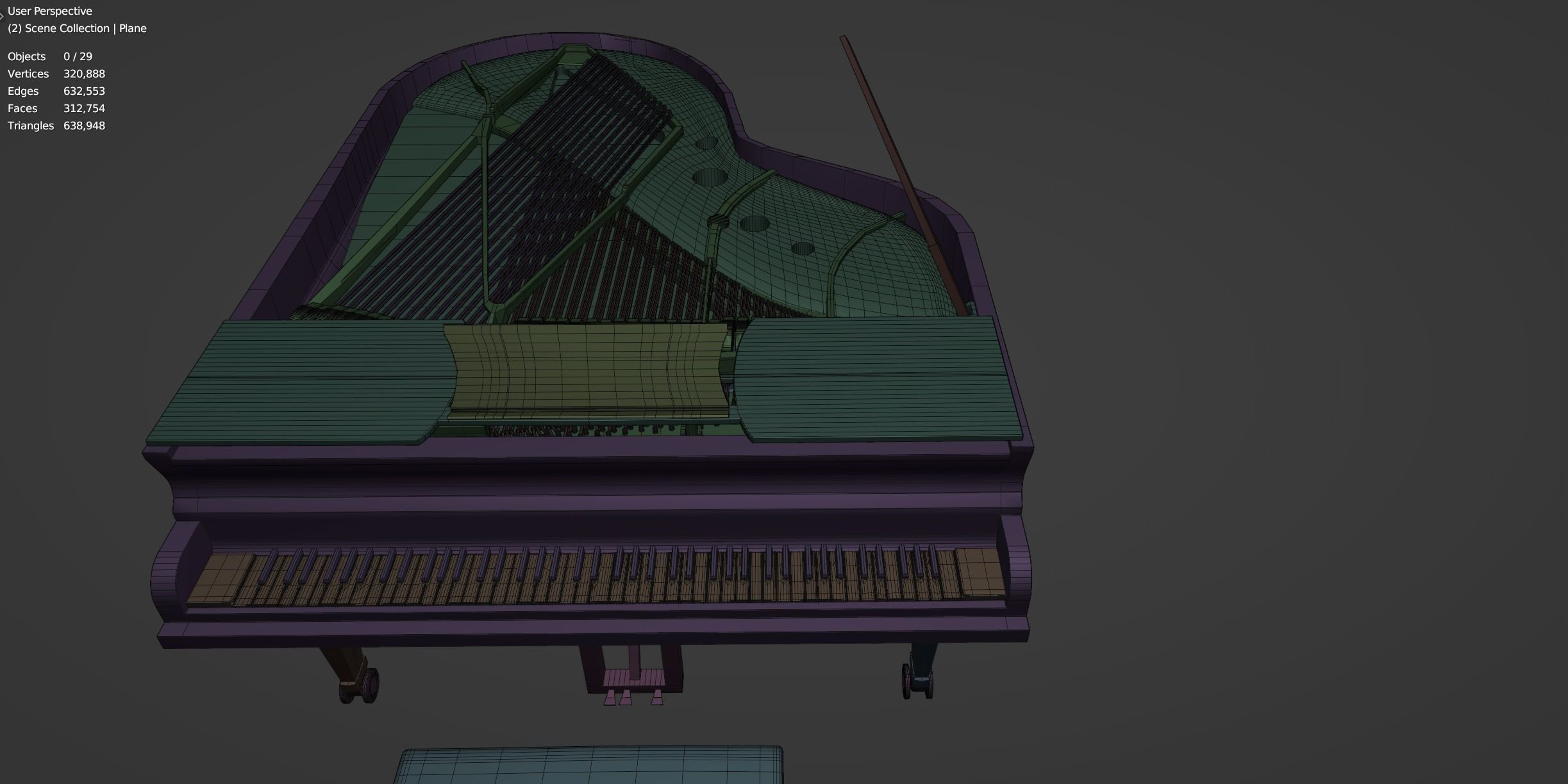 Grand  Piano Black Piano 3D model_12