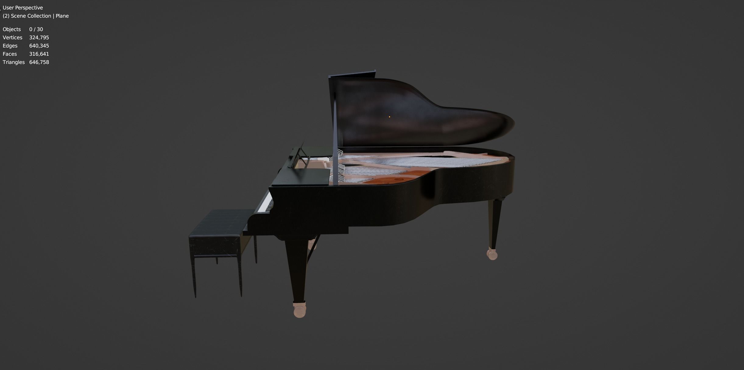 Grand  Piano Black Piano 3D model_13