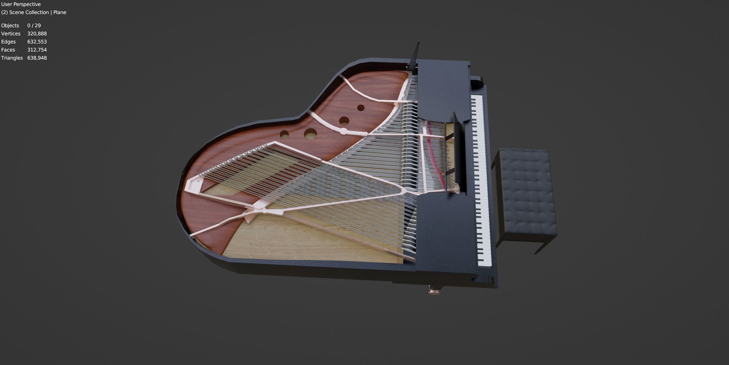 Grand  Piano Black Piano 3D model_14