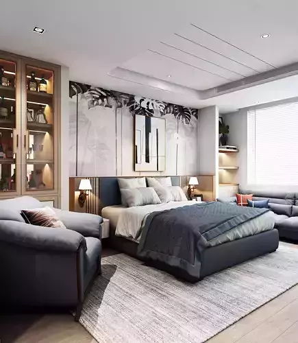 Bedroom 3d Scene V-ray rendering