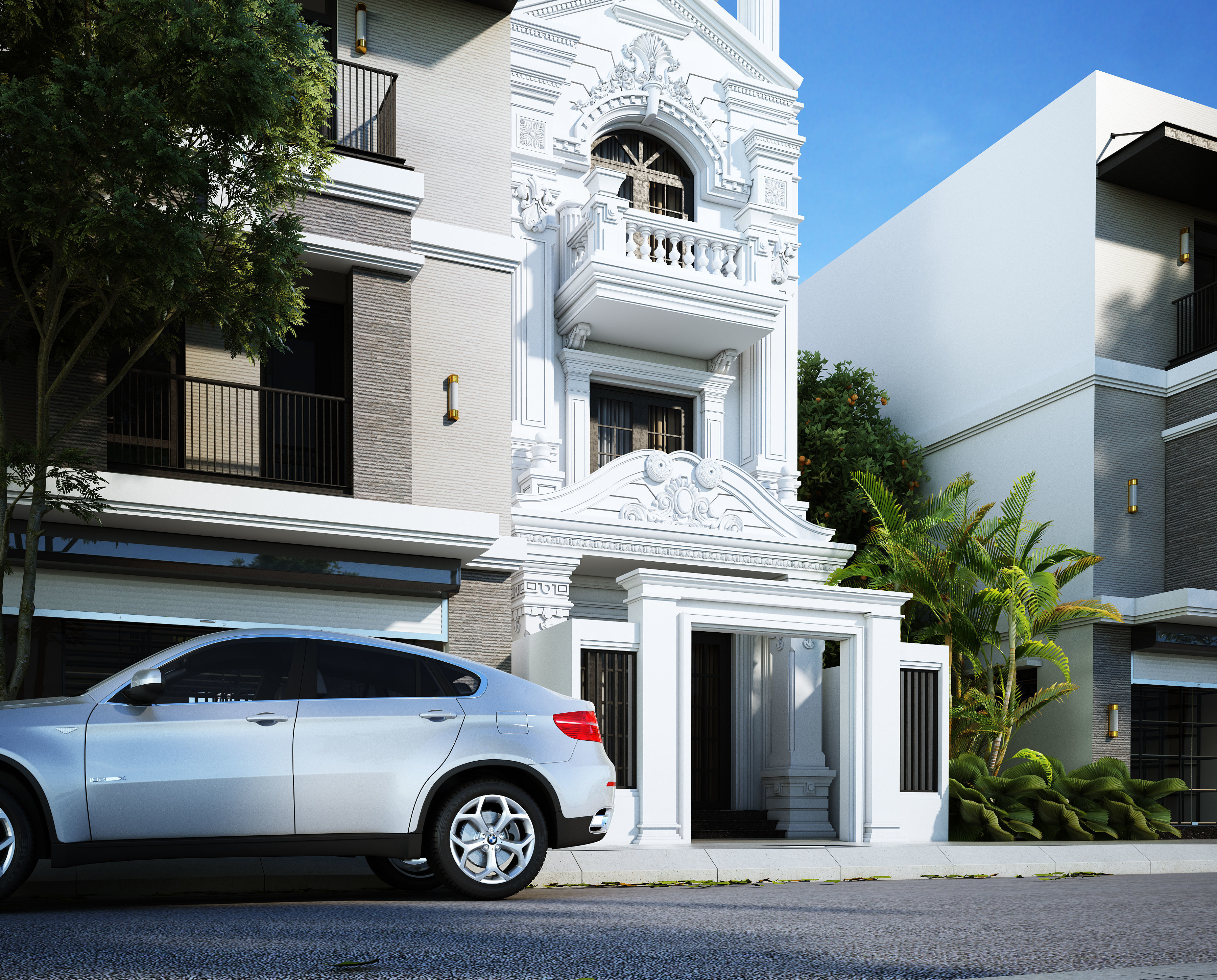 Classic House Exterior 3d Scene V-ray rendering 3D model_3