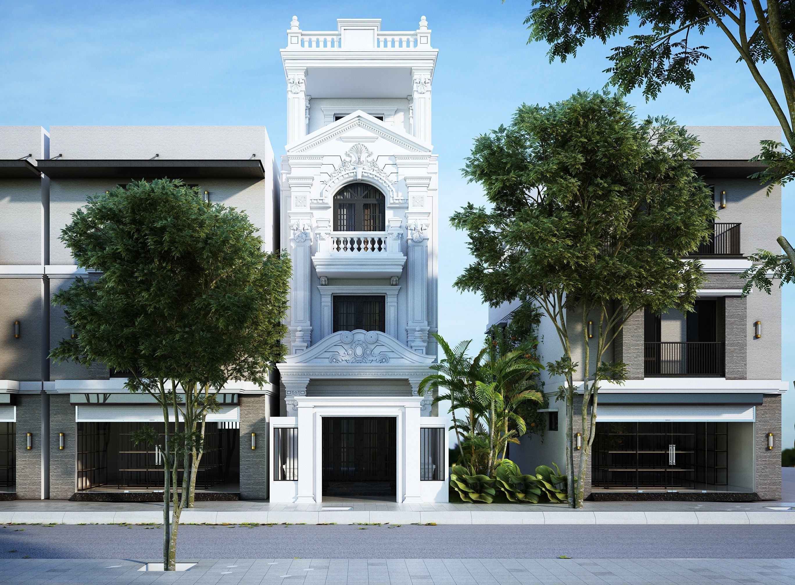 Classic House Exterior 3d Scene V-ray rendering 3D model_1