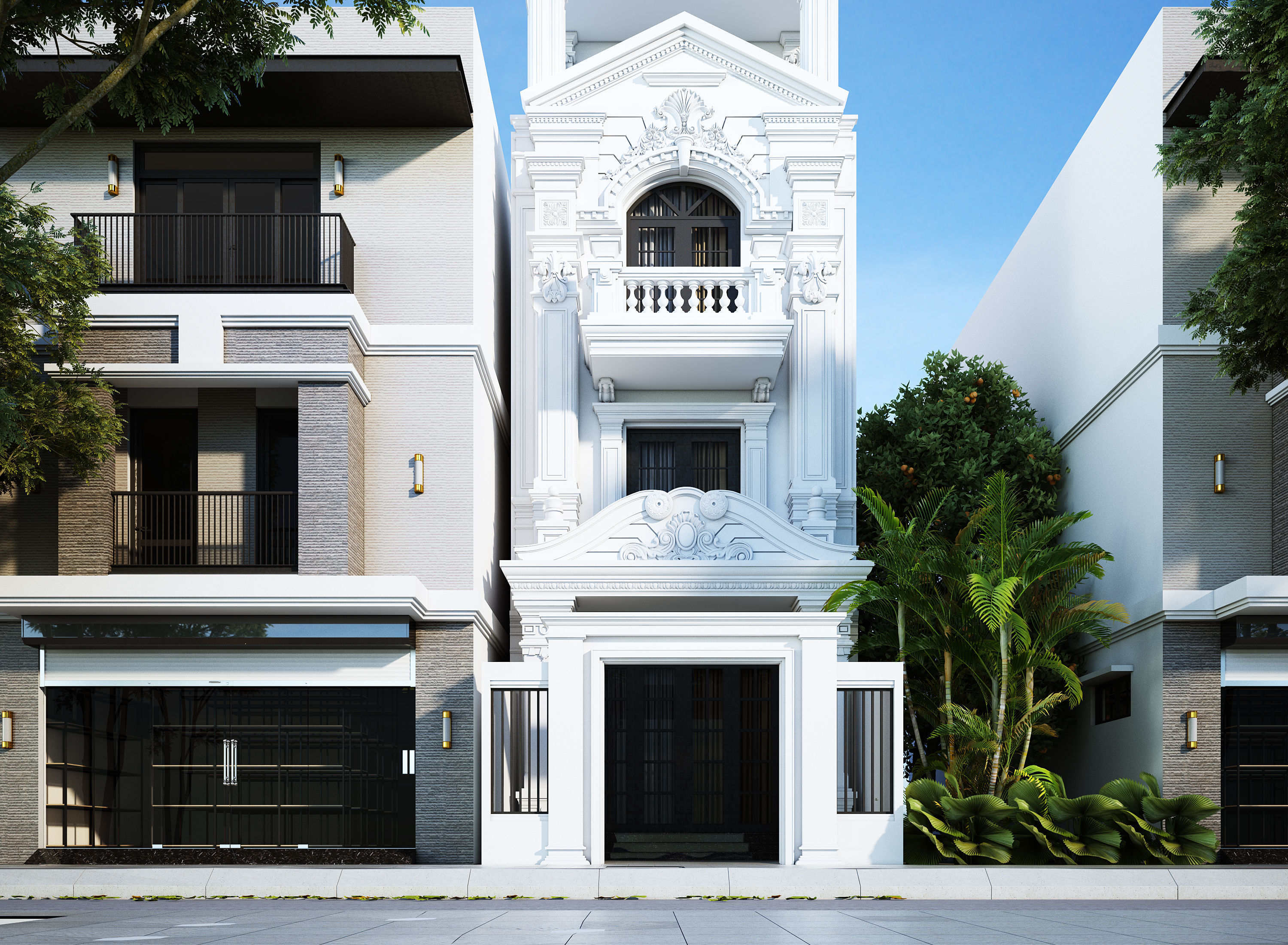 Classic House Exterior 3d Scene V-ray rendering 3D model_2