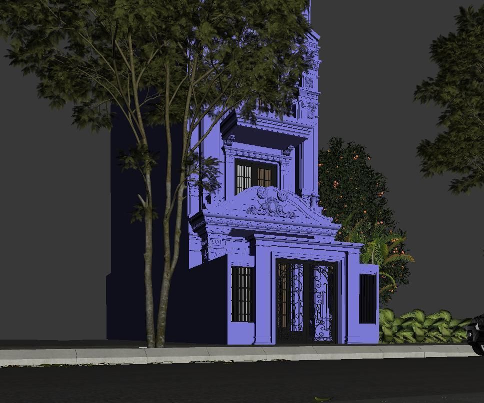 Classic House Exterior 3d Scene V-ray rendering 3D model_6